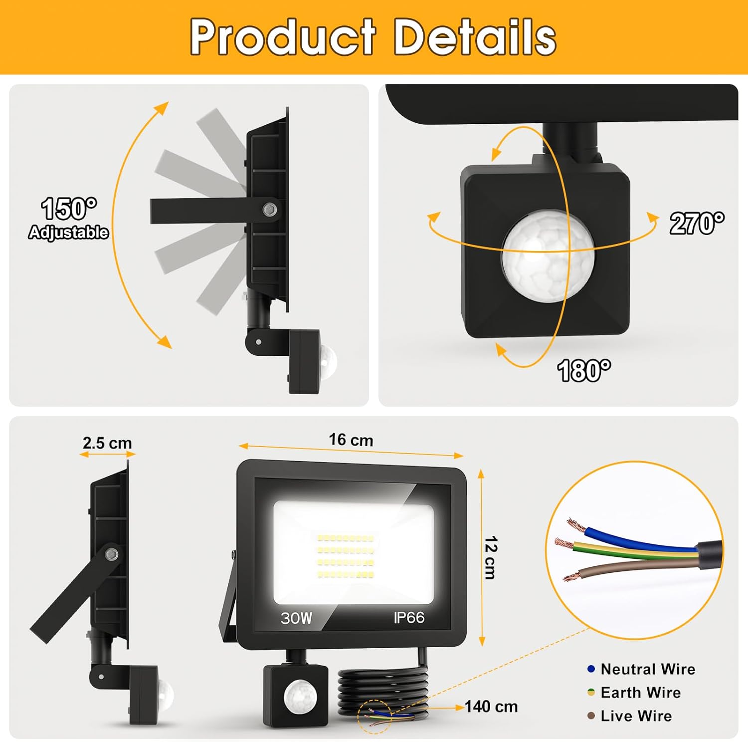 Thumbnail 3 de FGRYB 30W LED Strahler mit Bewegungsmelder