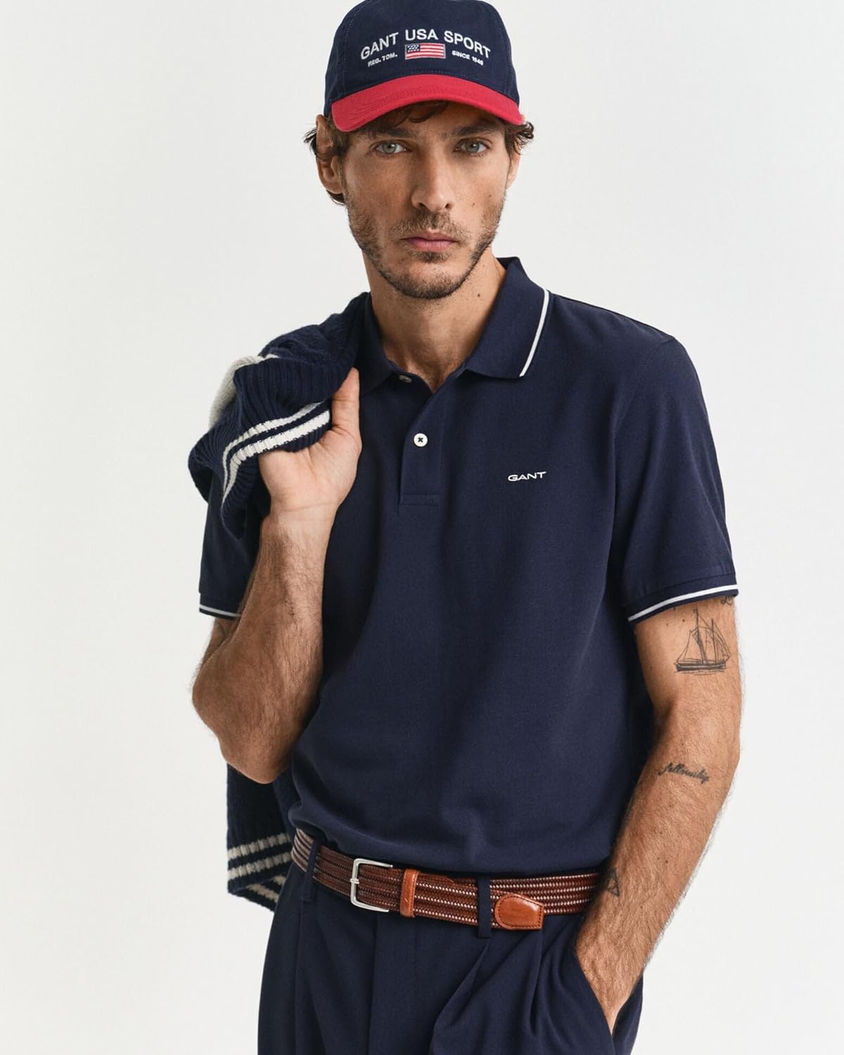 Thumbnail 1 de Gant Herren Tipping Ss Pique Rugger – Normale Passform, Flachstrickkragen