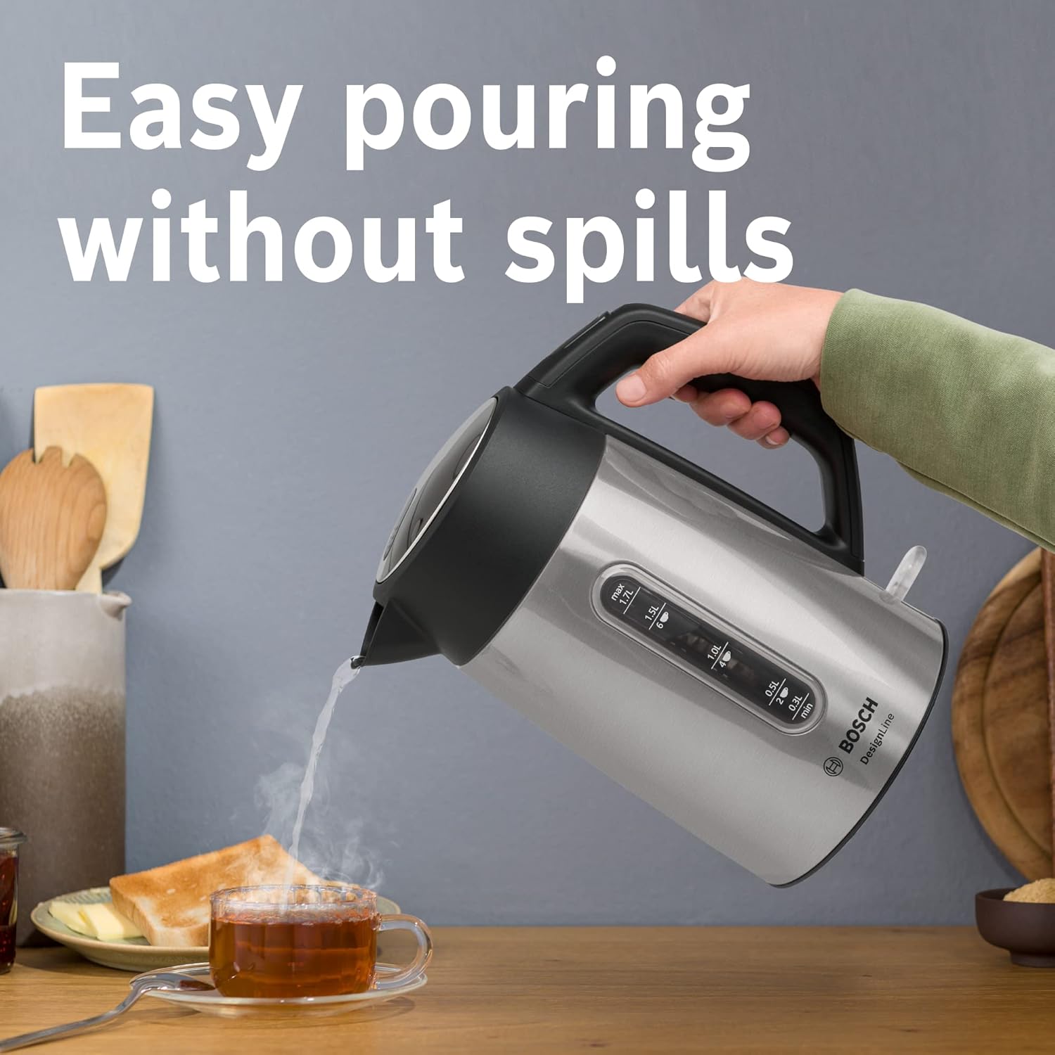 Thumbnail 3 de Bosch DesignLine Plus TWK4P440GB Stainless Steel Cordless Kettle, 1.7 L, 3000 W