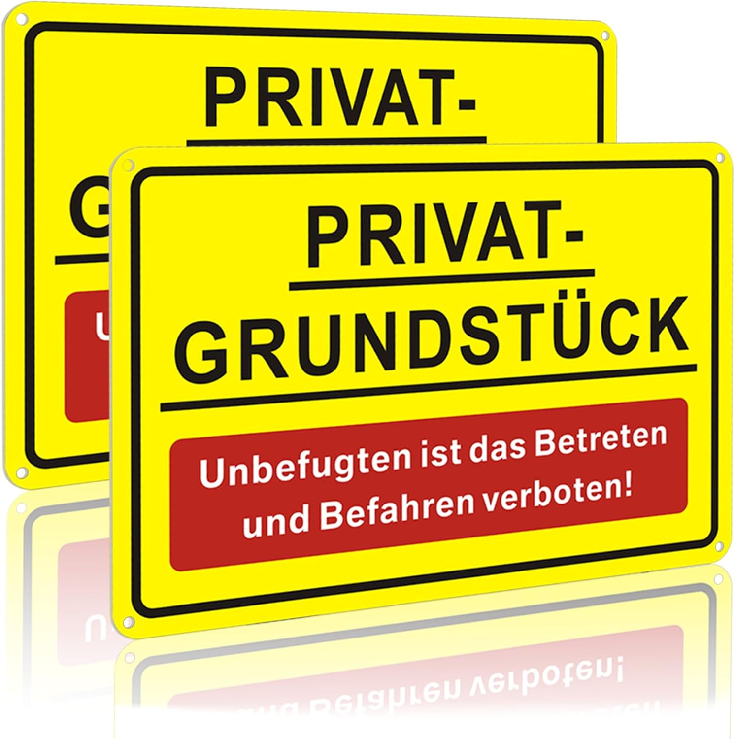 Thumbnail 6 de 2er-Set Privatgrundstück Schilder „Parken Verboten“ (30 x 20 cm) aus Aluminium, UV-geschützt, mit vorgebohrten Löchern