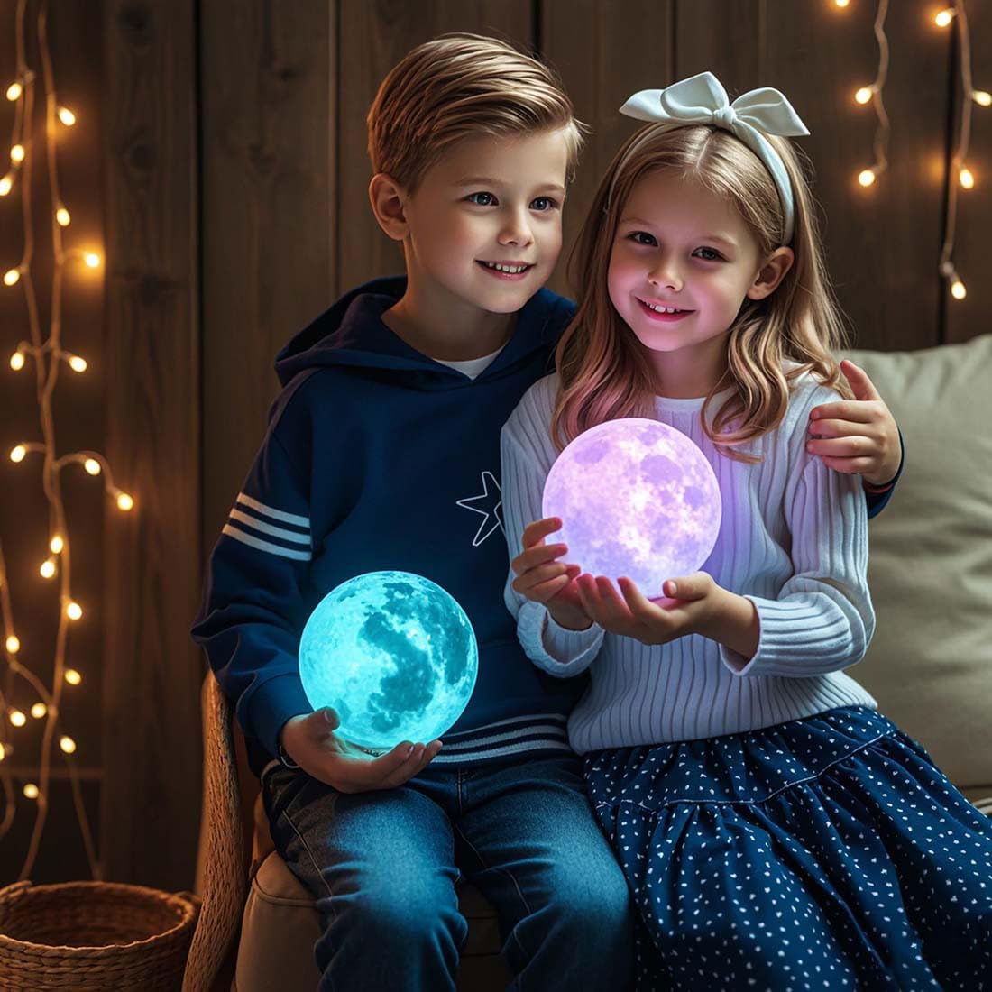 Detalle de CPLA Moon Lamp 3D-Printed LED Night Light, Remote & Touch Control, 15 cm