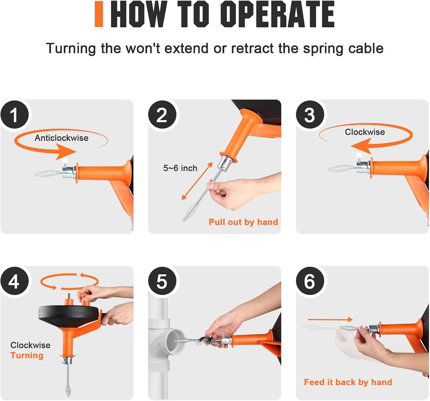 Thumbnail 4 de CRAFTZONE CZ8018 25-Ft Drain Auger with Drill Adapter and Flexible Spring Steel
