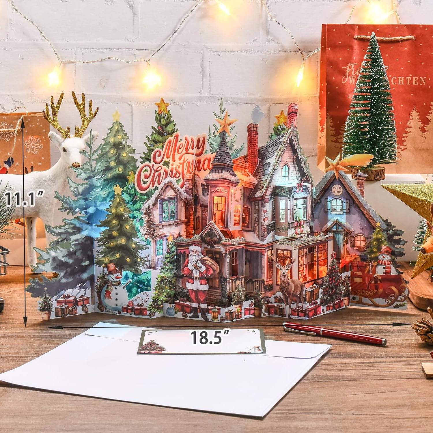 Detalle de TIKLANA C023-055 3D Musical Pop-Up Christmas Card with Lights