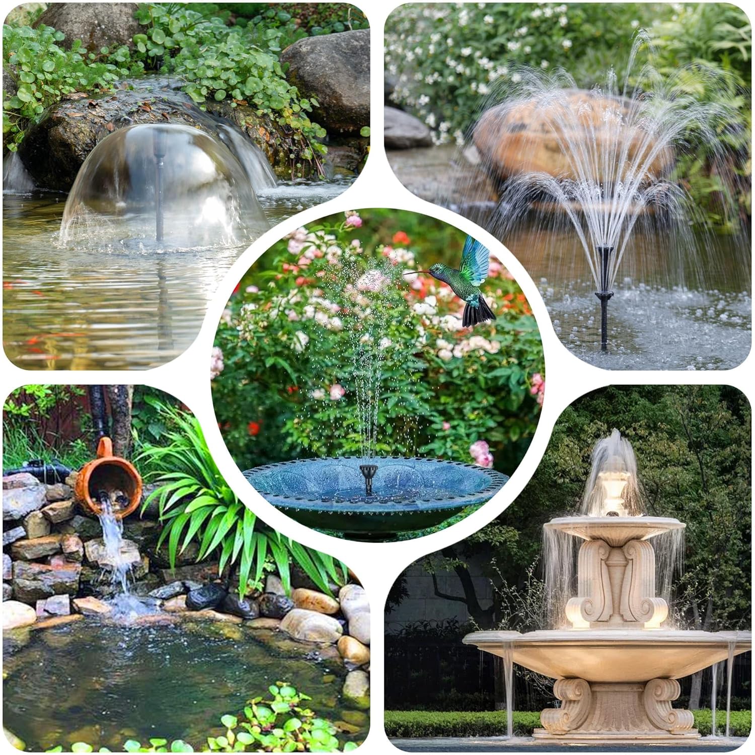Thumbnail 6 de Biling 50W Solar Water Fountain with 2100L/H Pump, 3 Nozzles and 8m Cable for Large Garden Ponds