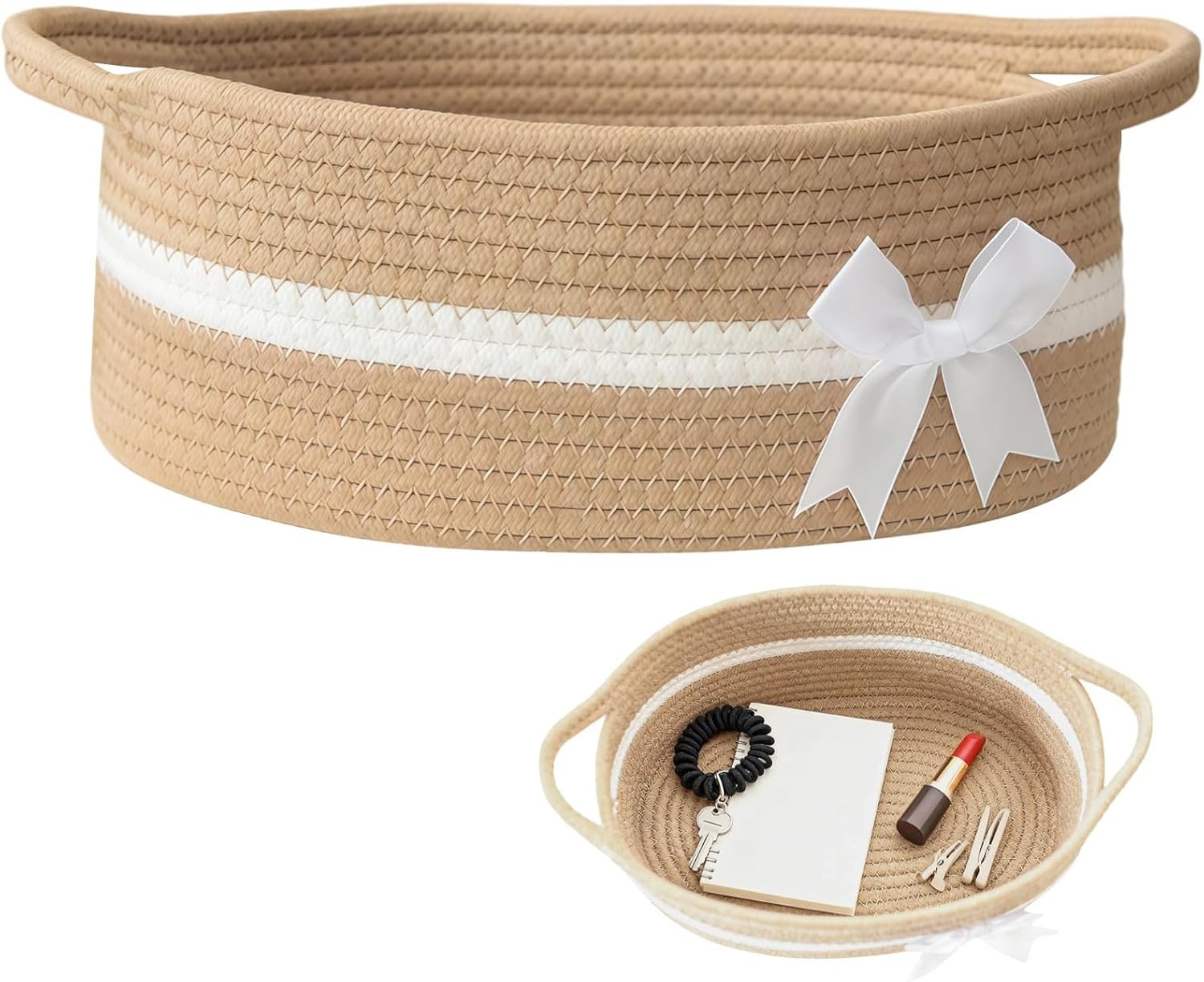 Thumbnail 1 de Aufbewahrungskorb aus Baumwollseil (geflochten) mit Griffen – 30 x 20 x 13 cm, Spielzeugkorb für Hundespielzeug & Kleinigkeiten