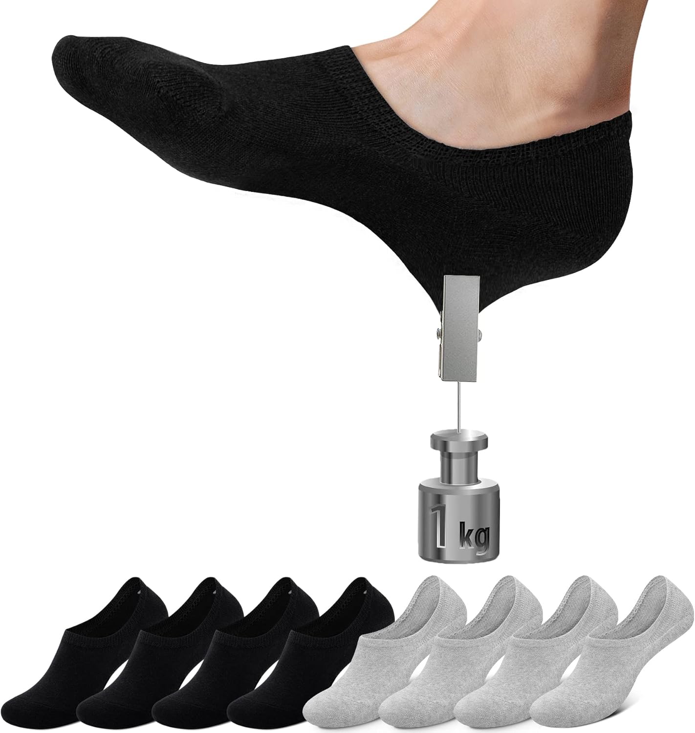 Thumbnail 5 de Falechay Chaussettes Basses Femme Homme – 8 Paires invisibles en coton, antidérapantes
