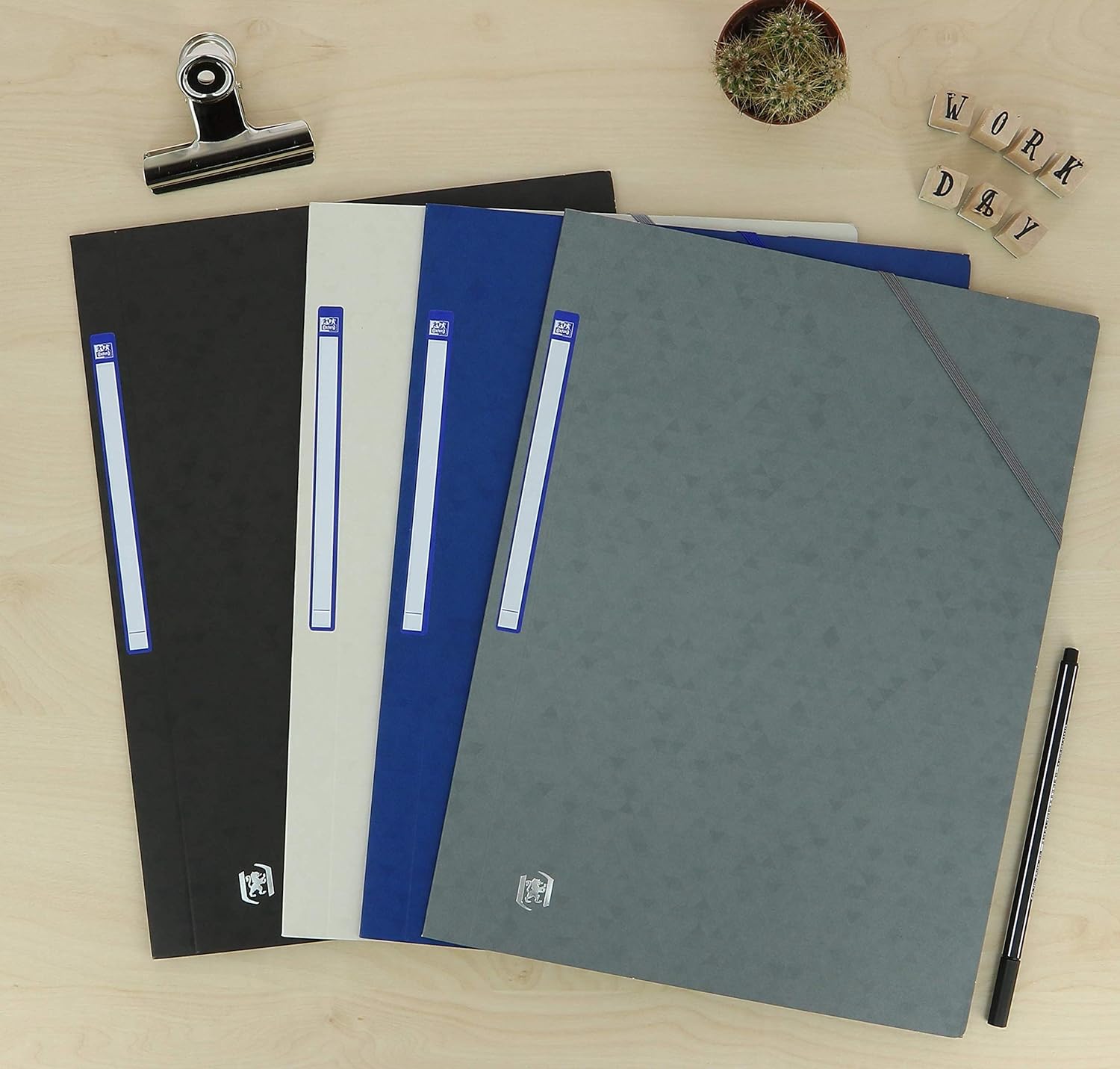 Thumbnail 5 de Oxford Top File+ : lot de 10 chemises cartonnées à 3 rabats A4 avec élastiques (noir)