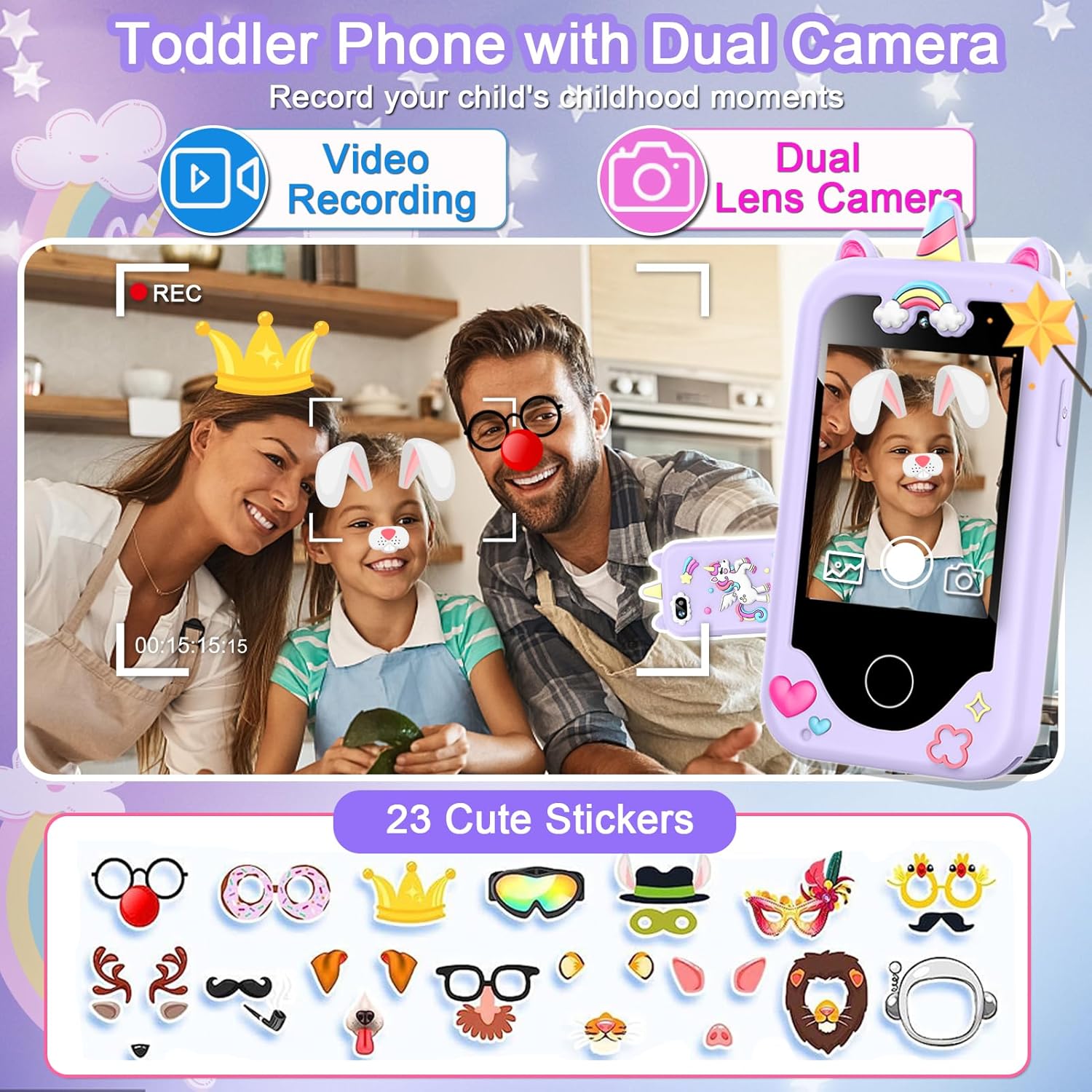 Thumbnail 2 de Luoba Kids Smart Phone for Girls – 2.8" Learning Toy Phone with Dual Camera and 8GB Card