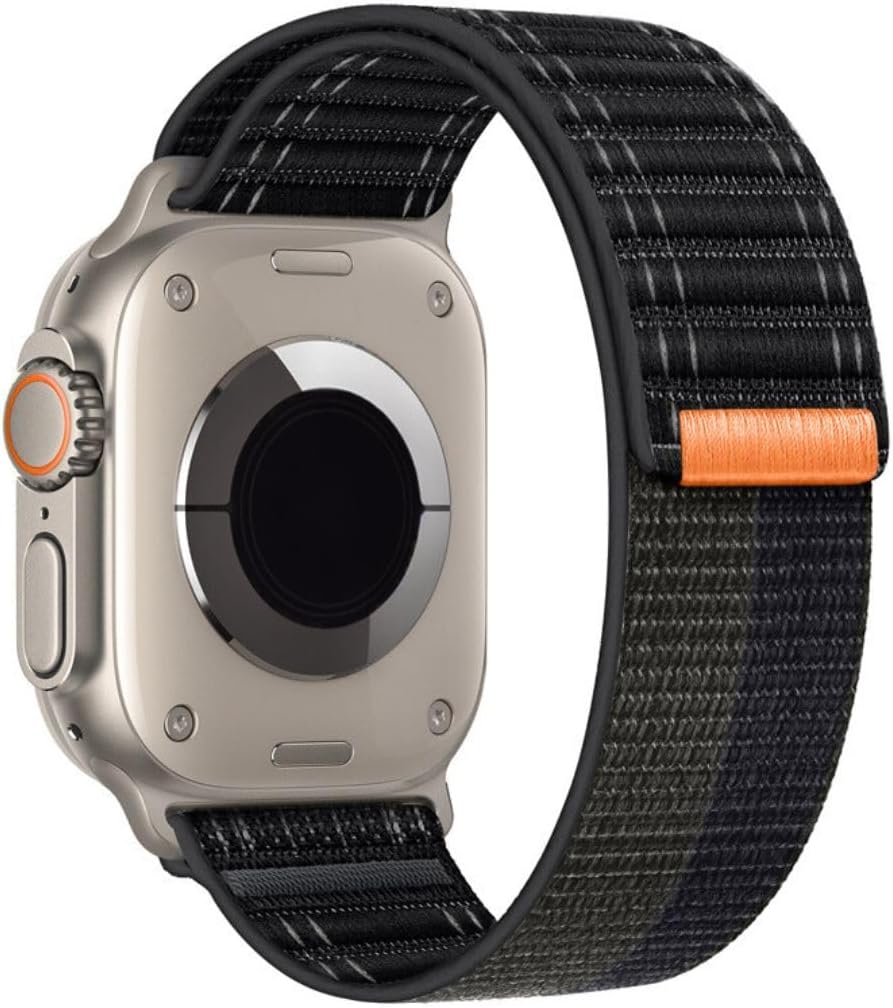 Detalle de Braided Sport Loop Band for Apple Watch (46/45/44/49mm & 38/40/41/42mm) – Nylon Fabric, Adjustable 14–21cm