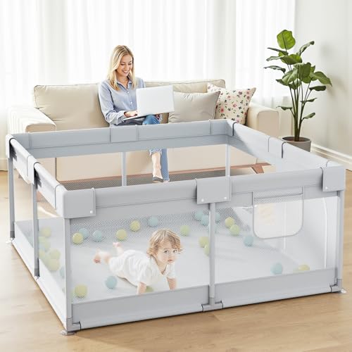 Thumbnail 6 de Julrrimg Petit Parc Bébé Gris 120×120 cm – Parc Enfant et Parc de Jeu