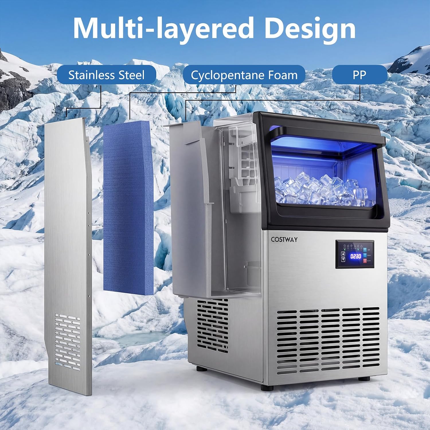 Thumbnail 6 de COSTWAY 25970US-CYPE Commercial Ice Maker, 80 lb/Day, 30 lb Bin