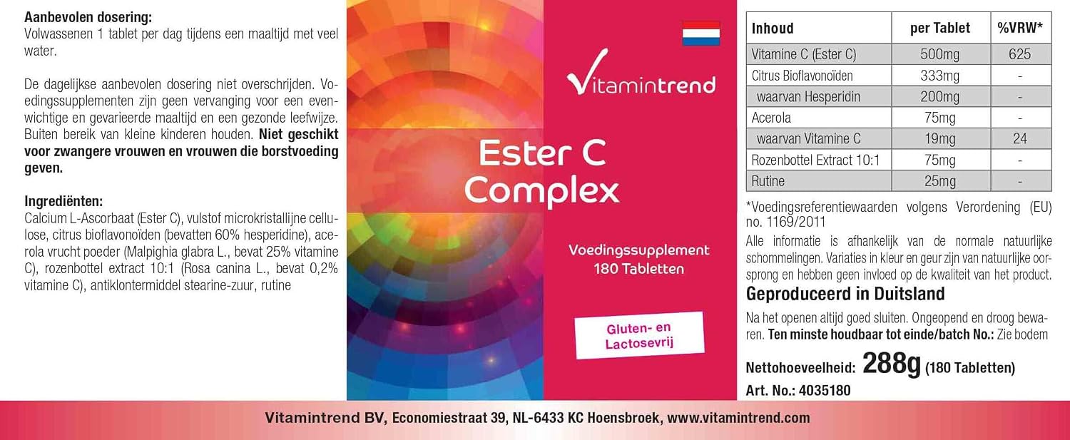 Thumbnail 6 de Vitamintrend Ester C Komplex: 180 Tabletten, vegane Vitamin-C-Nahrungsergänzung aus Deutschland