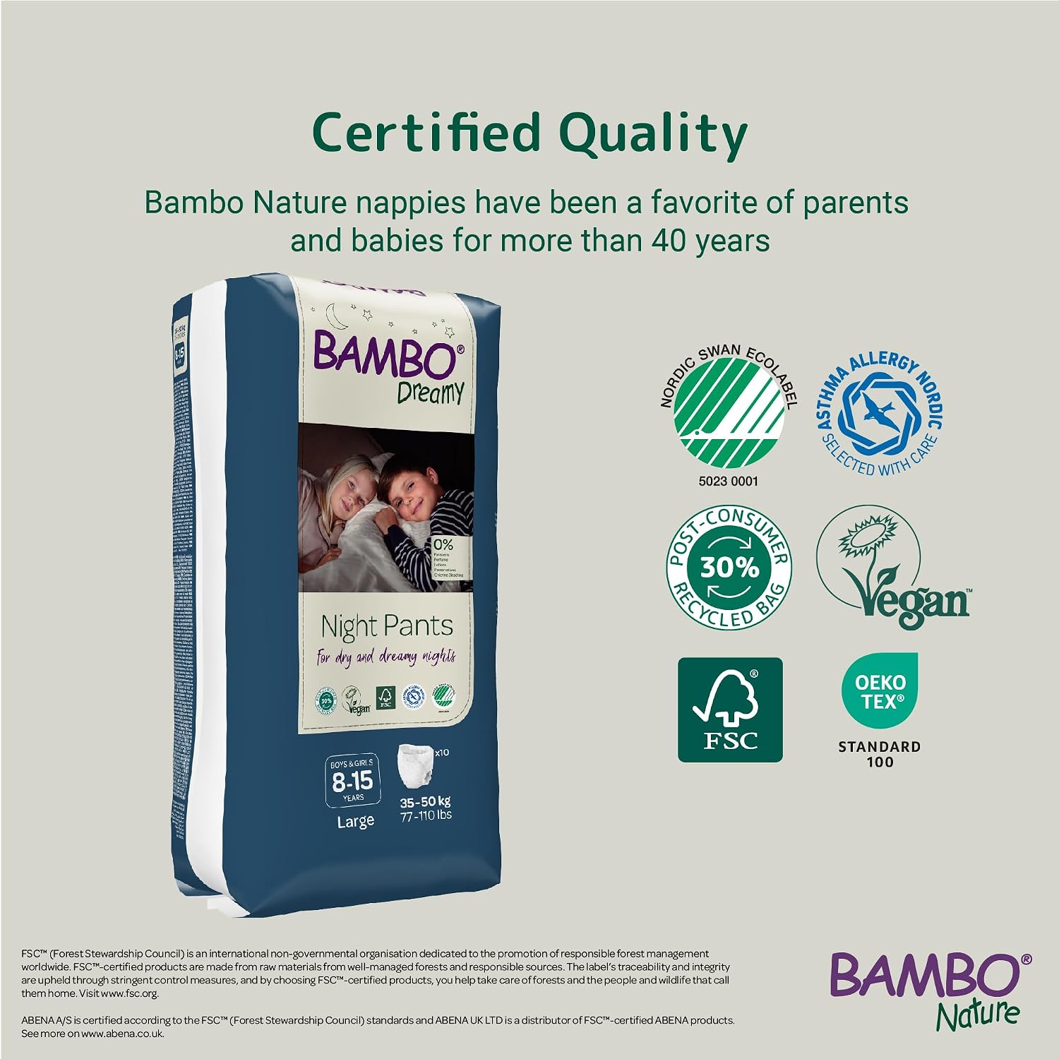 Detalle de Bambo Nature Dreamy Night Pants Nappies (8–15 years, 35–50kg) – 10pk Pull Up Training Nappies