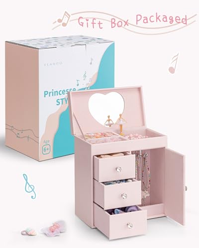 Detalle de VLANDO Boîte à bijoux fille avec boîte à musique – un cadeau élégant et fonctionnel