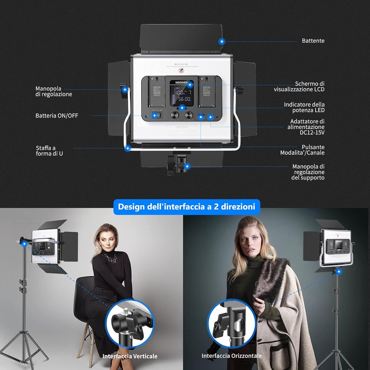 Thumbnail 5 de Neewer Luce LED RGB 660PRO con controllo da app, CRI 98+ e 50W