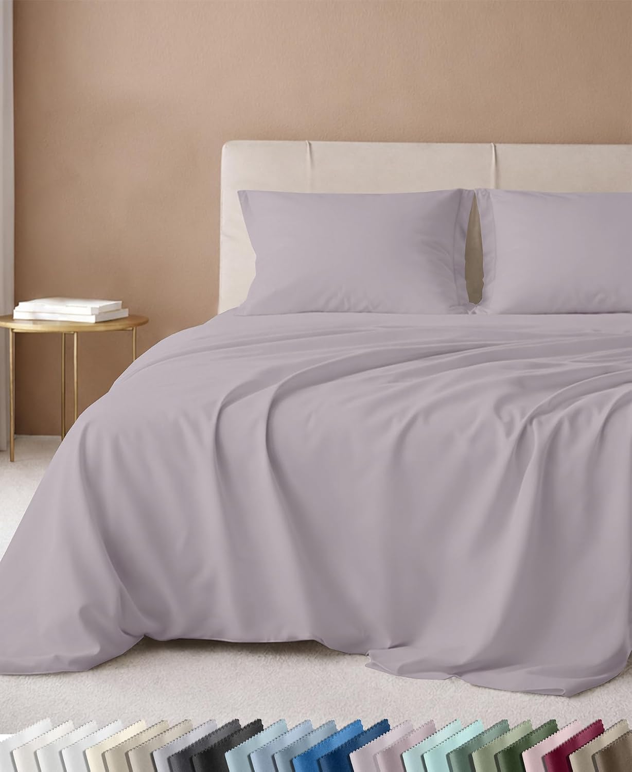 Detalle de California Design Den 840307148254 600 Thread Count California King Cotton Sheet Set, Lavender