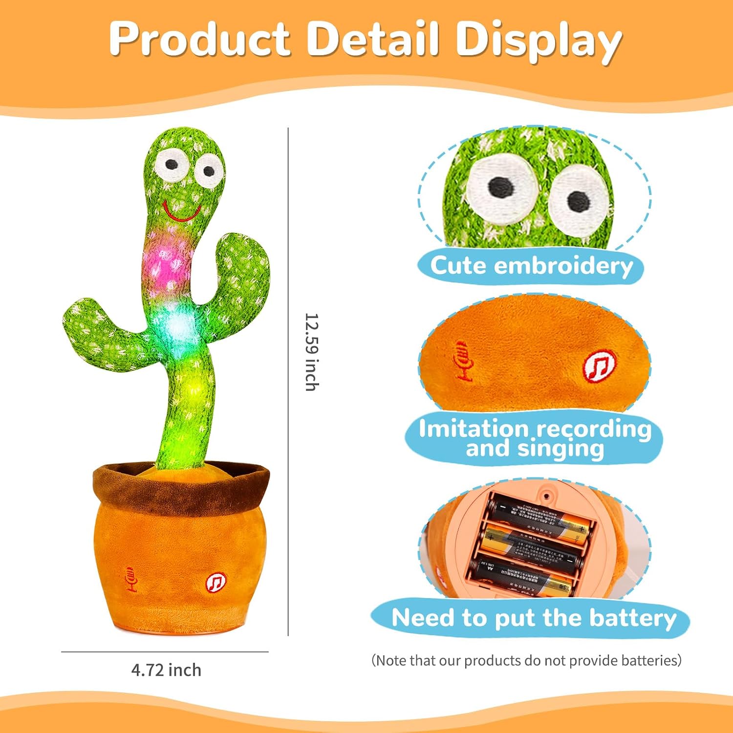 Thumbnail 3 de MILEGI Dancing Singing Cactus Toy 120 Songs 🎵
