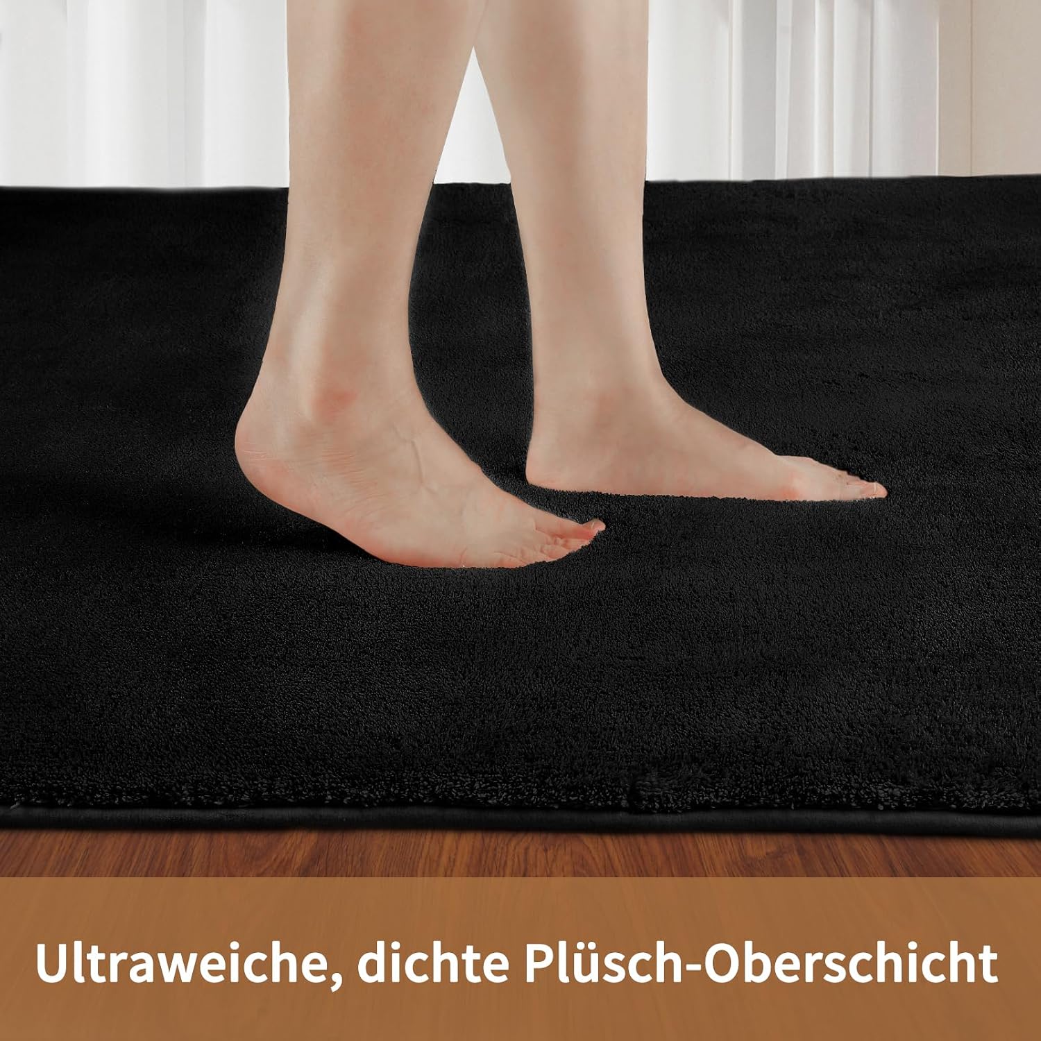 Detalle de Sour Lemon Teppich für Wohnzimmer & Kinderzimmer 120x160 cm, Schwarz – kurzflorig, waschbar und rutschhemmend
