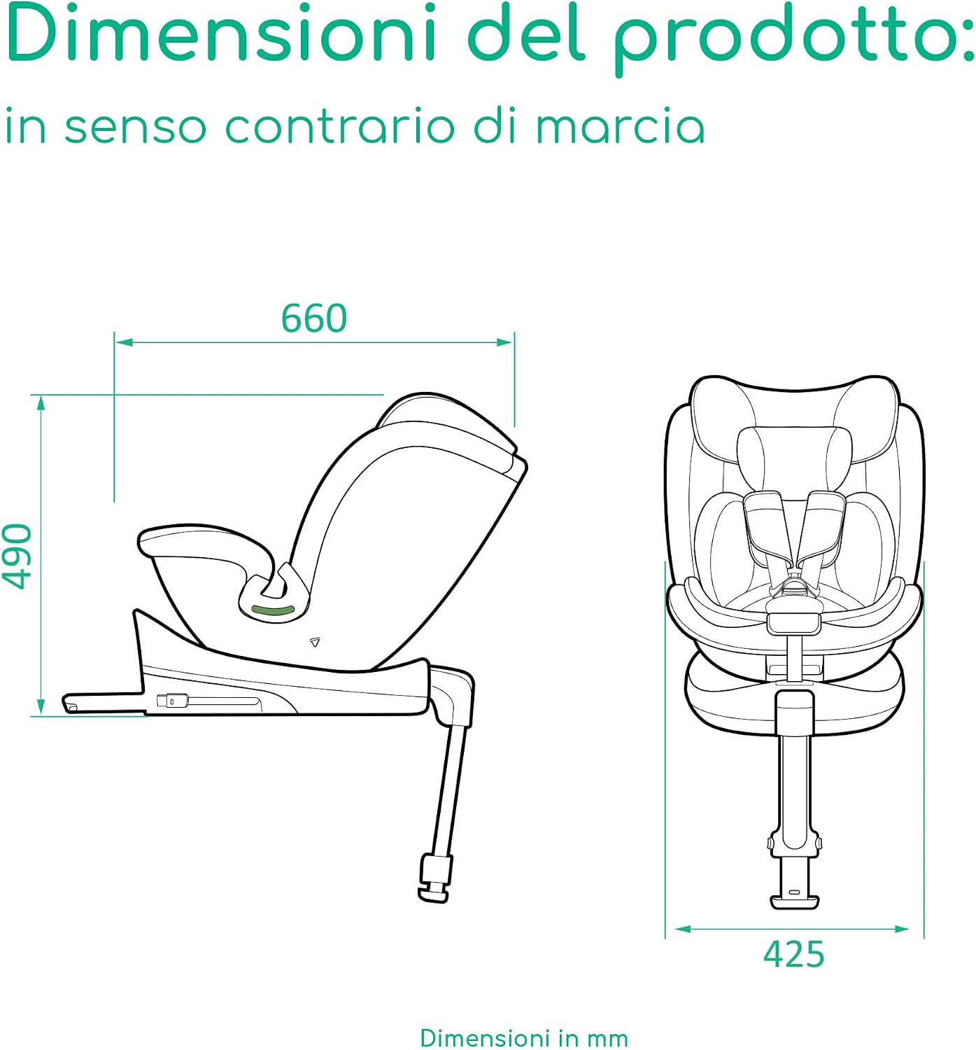Detalle de Bebeconfort RevolveFix Plus 360 i-Size: Seggiolino auto girevole 0-36 kg, ISOFIX, 8 posizioni di reclinazione, tessuti traspiranti