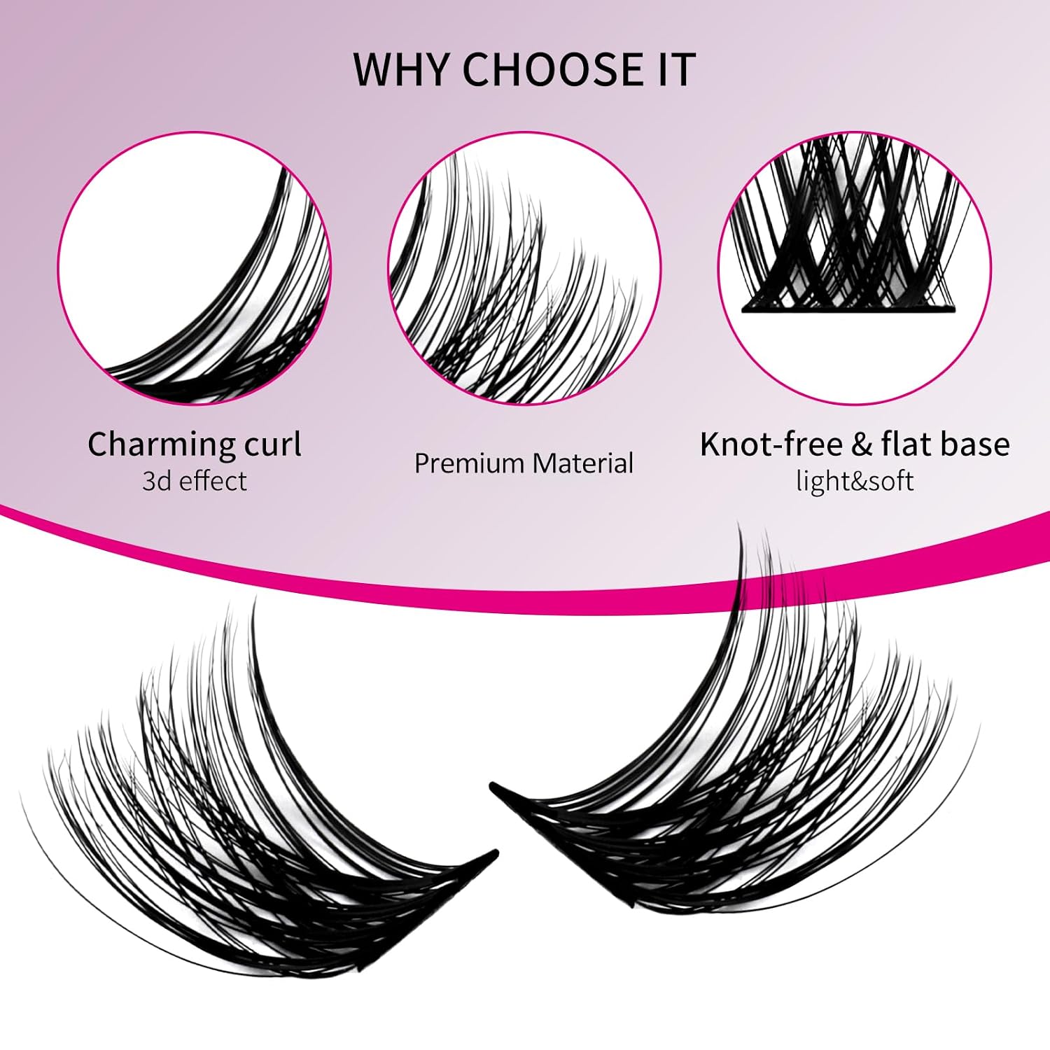 Detalle de Fadlash Individuelle Wimpern Extensions – 96 Büschel, 0.07 D Curl, 12–18 mm, DIY Wimpernverlängerung