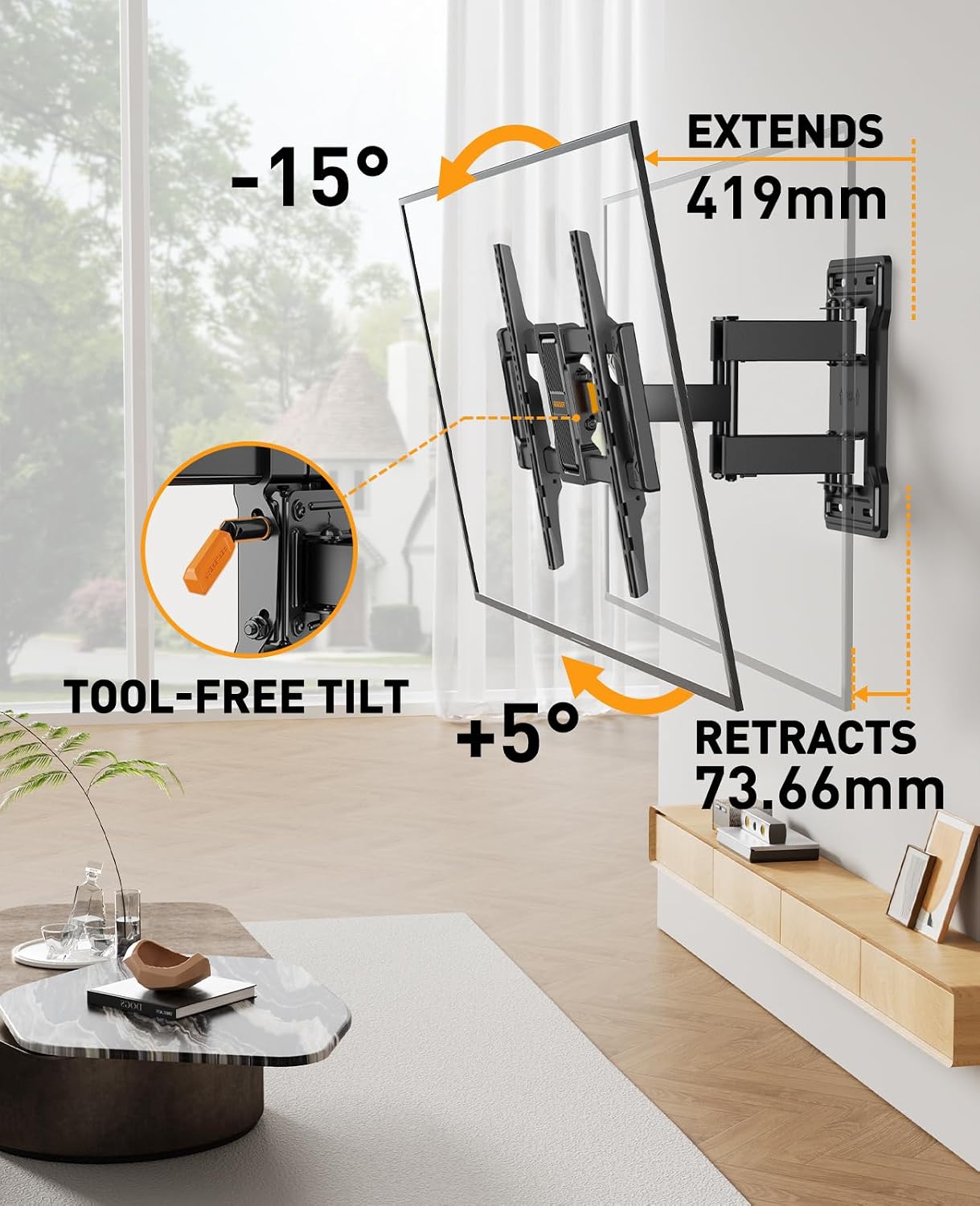 Detalle de Perlegear PGLF12 TV wall mount 42–84 inch, 60 kg