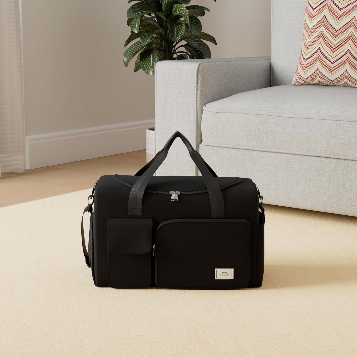 Detalle de Fioretto FIORETTO 35L Damen Sporttasche: faltbare Reisetasche mit Schuhfach & Nassfach