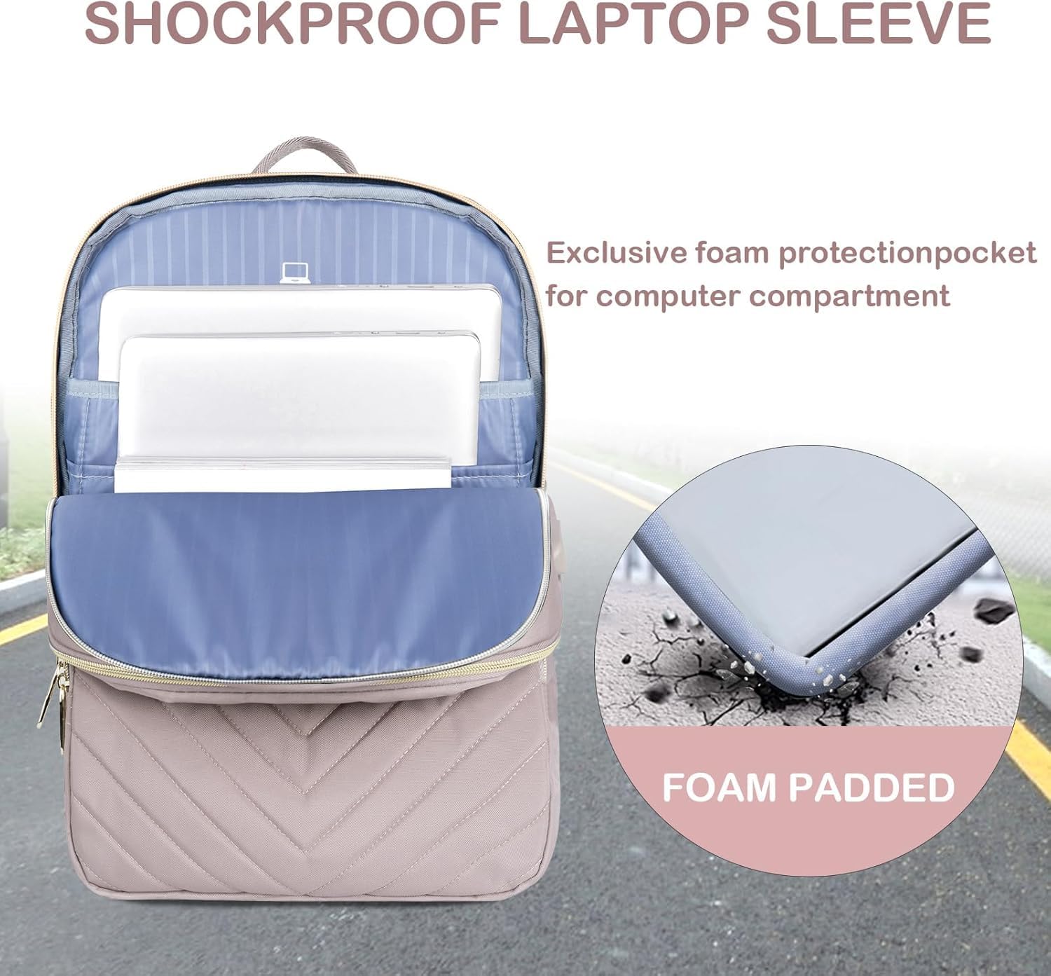 Detalle 2 de VANKEAN 17.3 Inch Laptop Backpack Pink 17.3