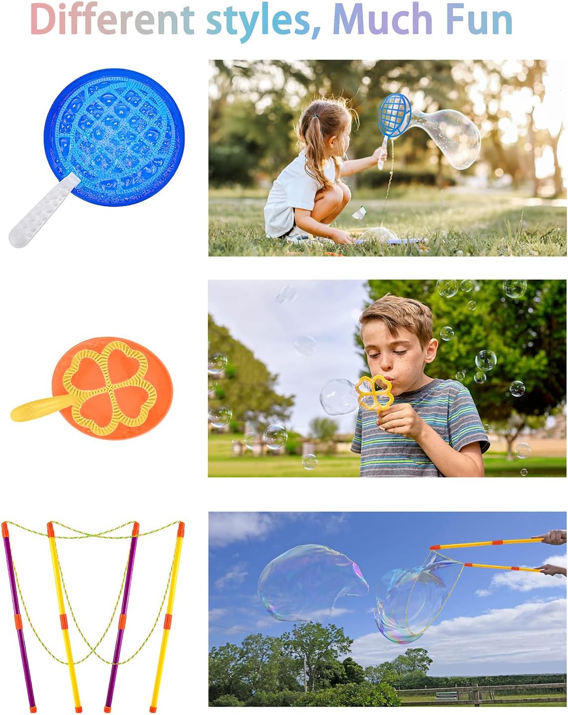 Detalle de Giant Bubble Wands: 22-Piece Big Bubble Maker Set for Outdoor Fun