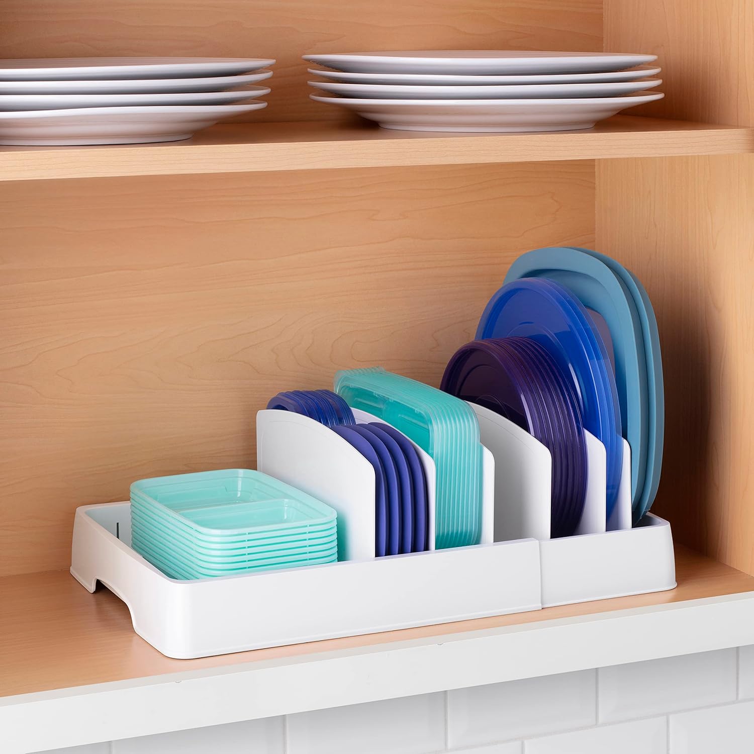 Thumbnail 4 de YouCopia StoraLid Food Container Lid Organizer, Expandable with Tall Dividers, White