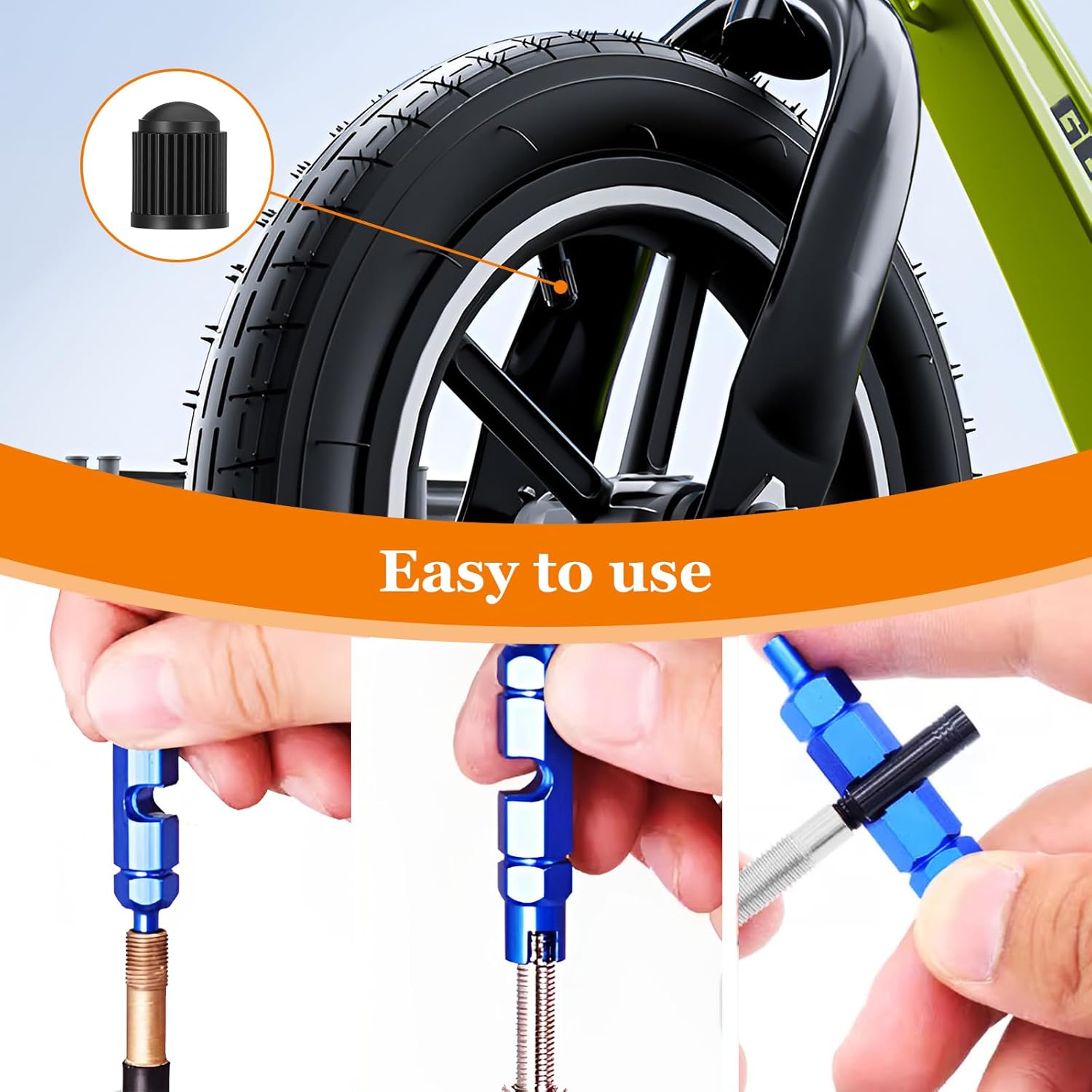 Detalle de Coptiner 44 Pcs Tyre Repair Kit with Valve Core Tools and Caps – Complete Valve Maintenance Set