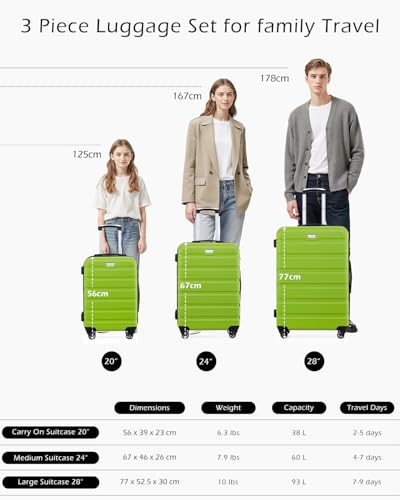 Thumbnail 6 de Coolife 24 Inch Medium Suitcase for Holiday Travel – ABS+PC, Lightweight