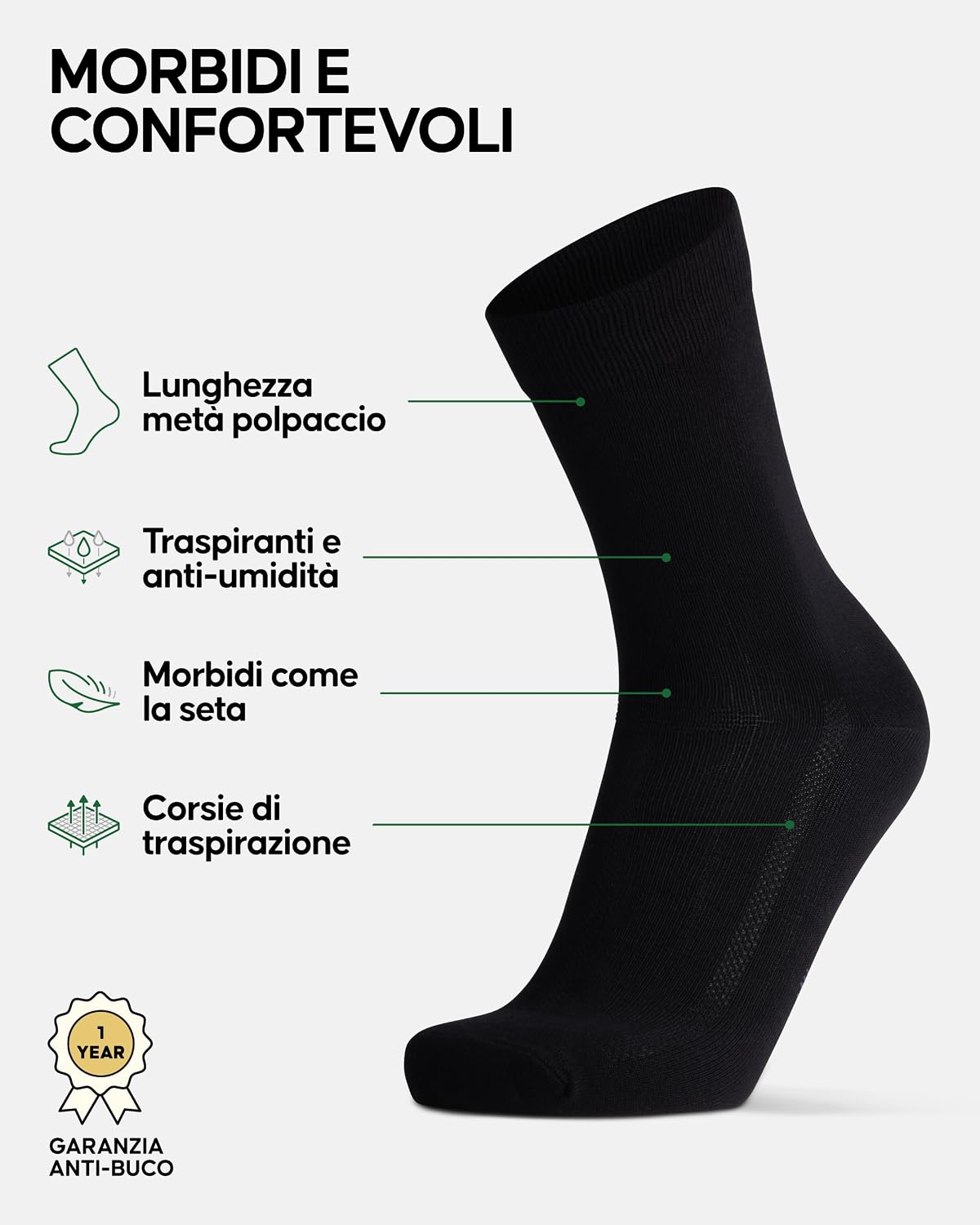 Detalle 2 de DANISH ENDURANCE Calzini Uomo in Fibra di Bambù – Morbidezza, traspiranti e confortevoli per lavoro e quotidiano