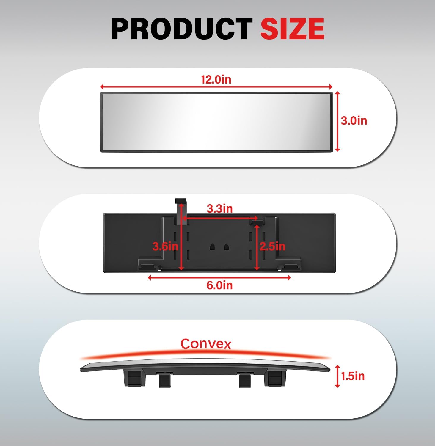 Thumbnail 6 de Rearview Mirror 12-Inch Clip-On Panoramic Mirror