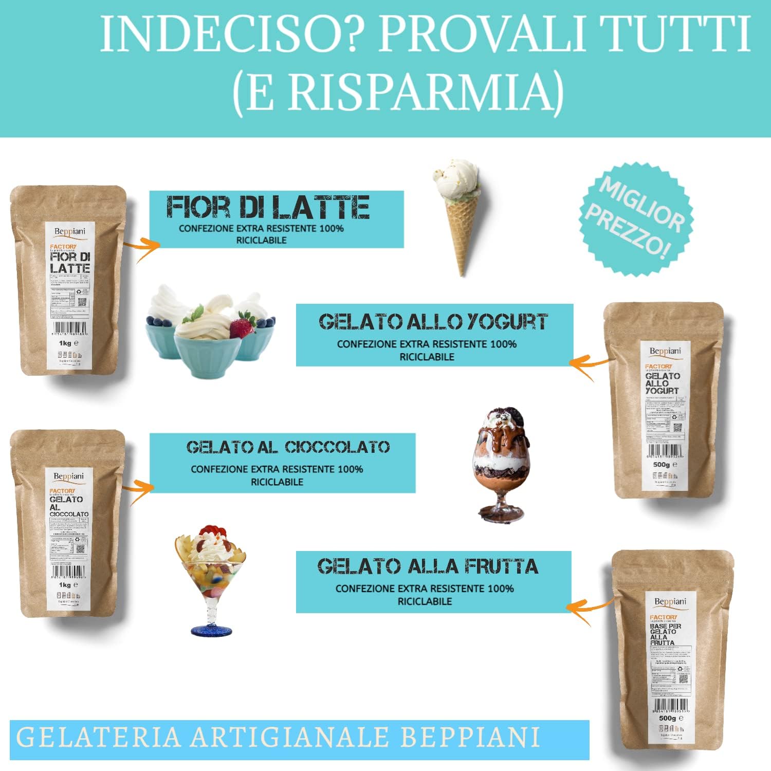Thumbnail 3 de Preparato per gelato Beppiani – Set Tutti i Gusti, rapporto qualità-professionalità per casa e attività