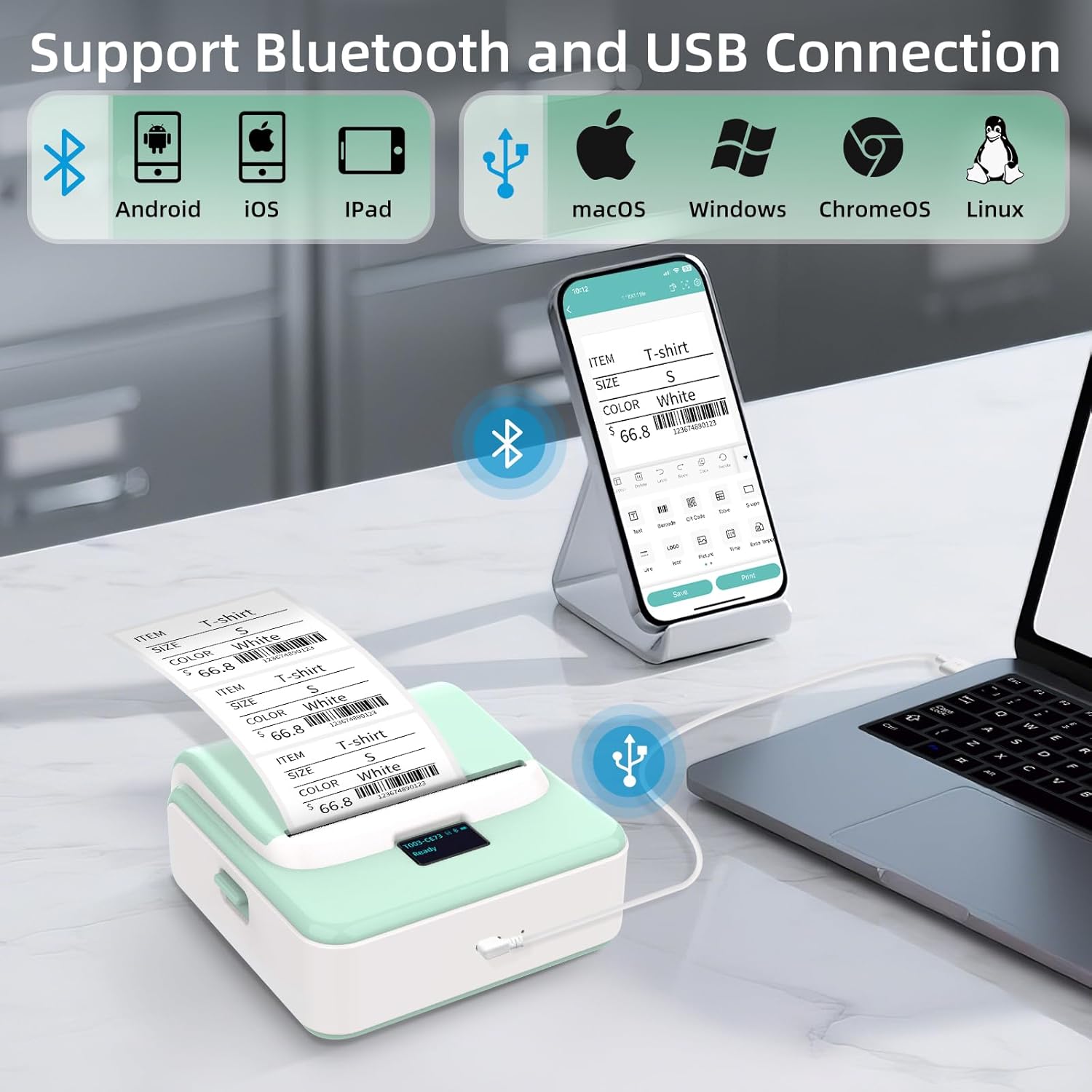 Thumbnail 2 de ORGSTA T003 Thermal Bluetooth & USB Label Maker (20mm–75mm) for portable shipping labels