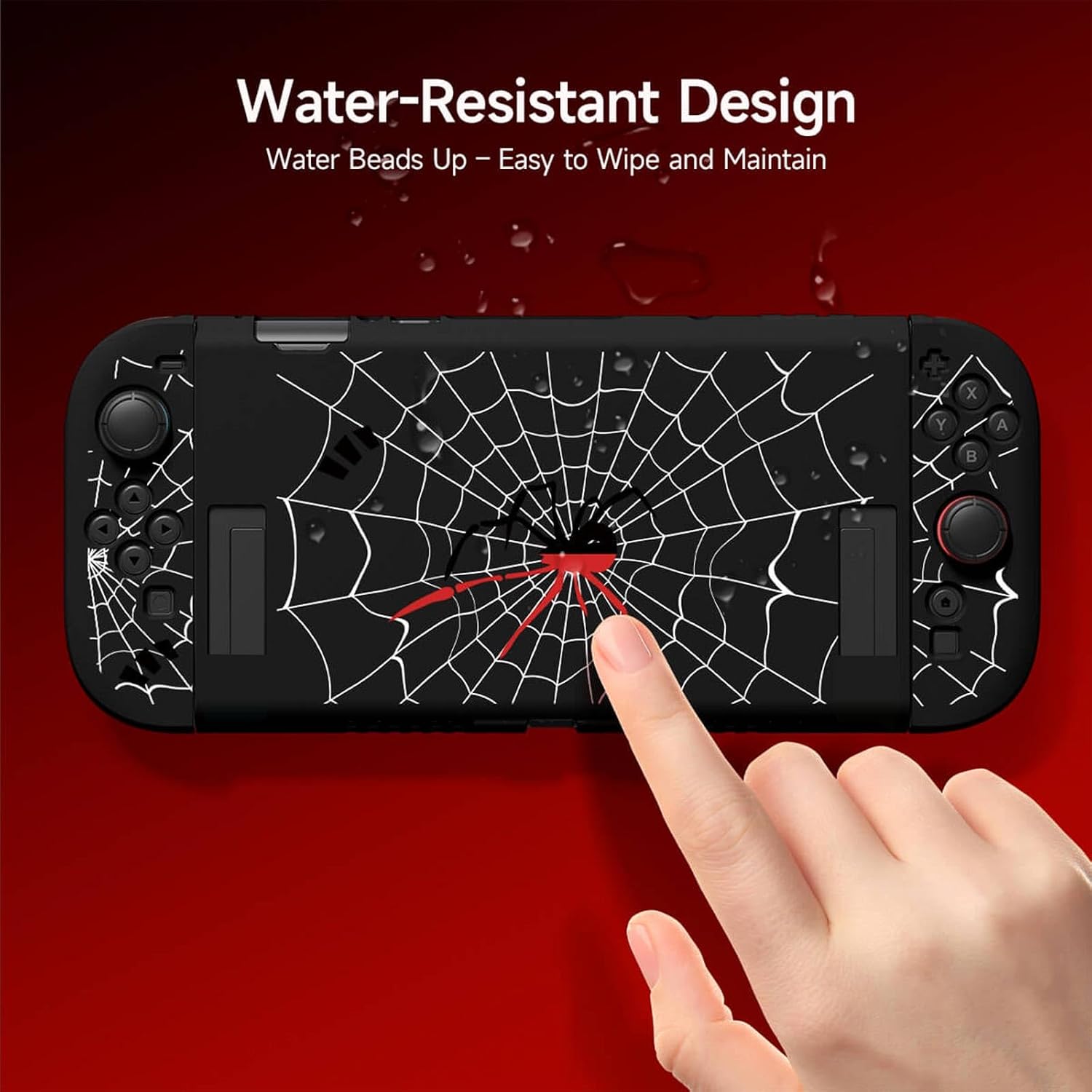 Detalle 2 de JINGDU Textured Grip Protective Case for Nintendo Switch 2 (2025) – Black Spider Web Design