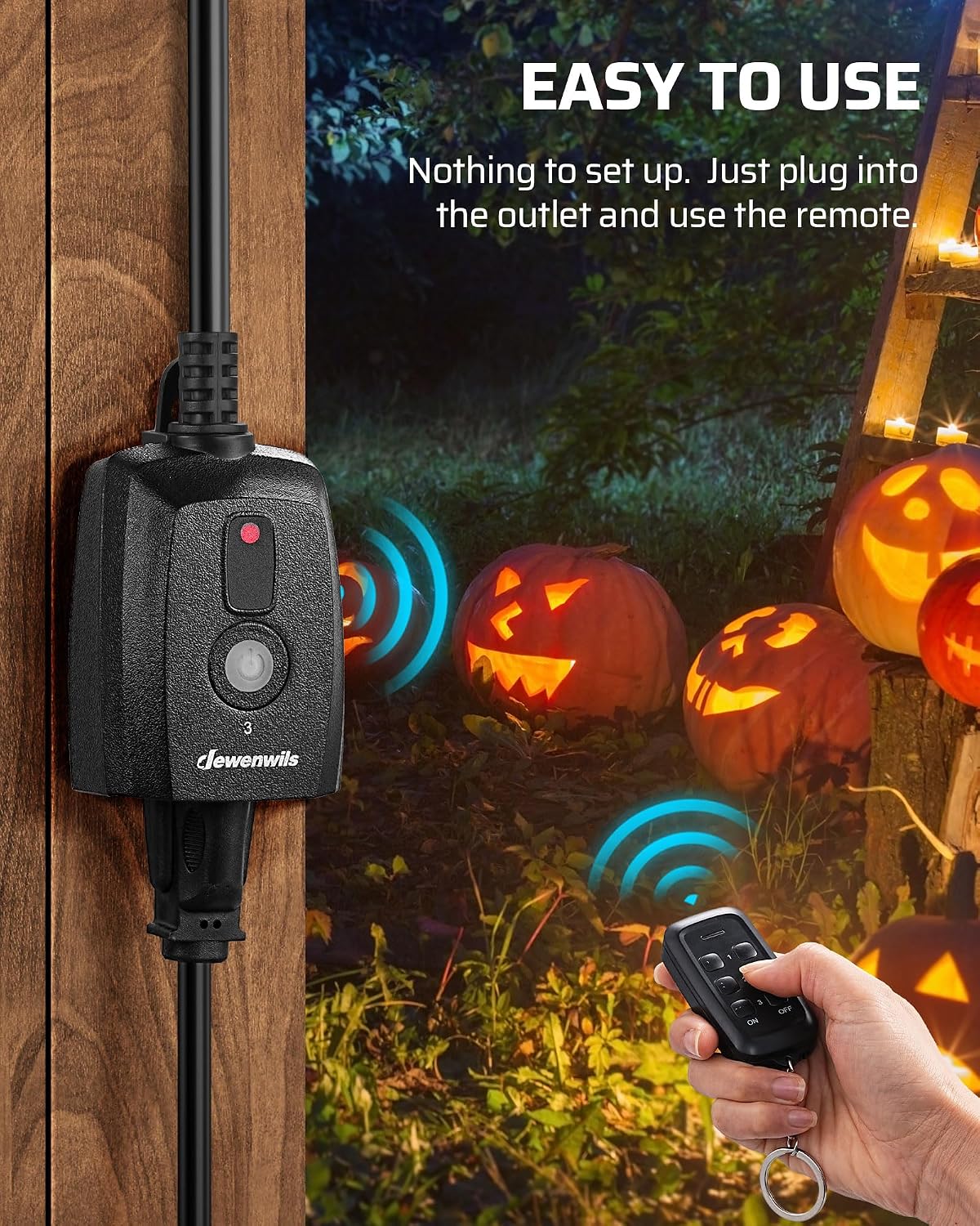 Detalle de DEWENWILS IT103+ OR01A Remote Control Outlet, 15A, 100 ft Range