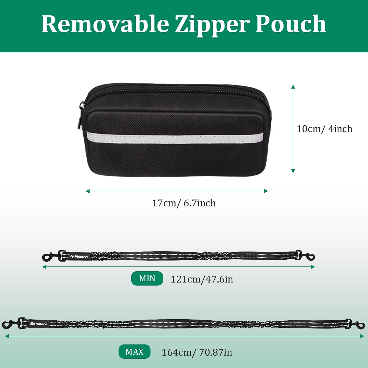 Thumbnail 1 de Philorn Hands Free Two-Dog Lead with Adjustable Waist Belt – Dual Handles, 2 Shock Absorbers, Black