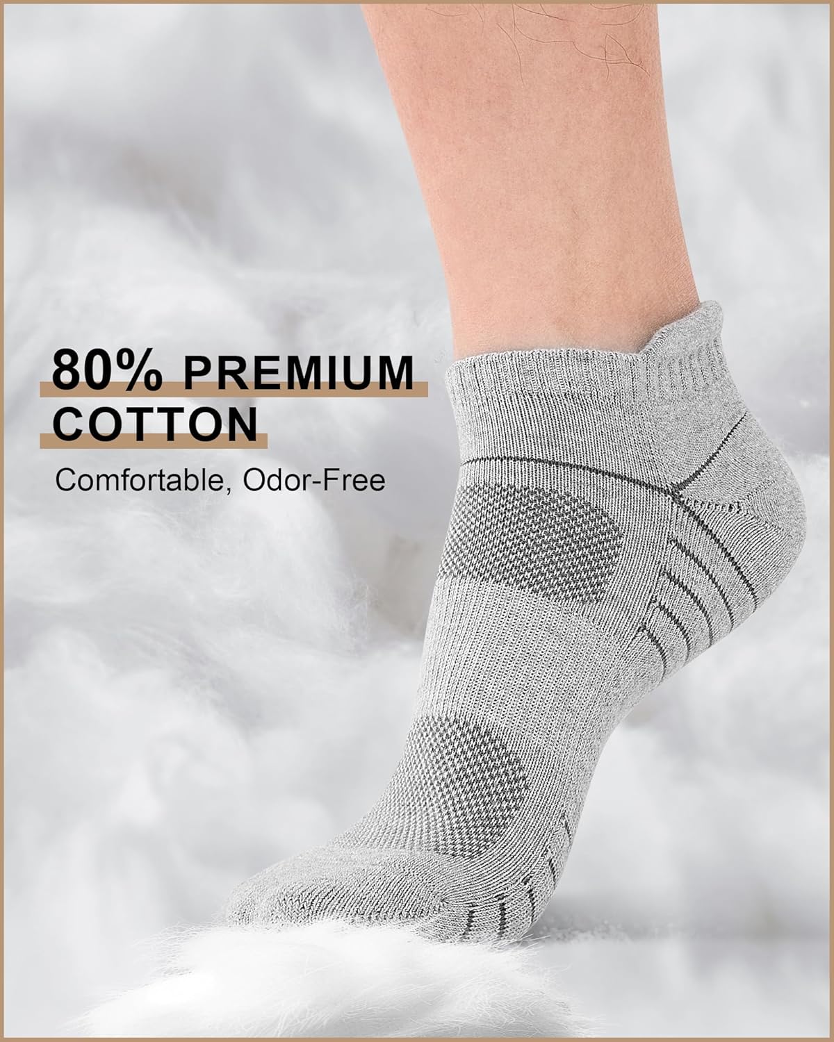 Detalle de Niorasen Mens Running Socks 6 Pairs: Cushioned, Breathable Ankle Trainers for Running and Everyday Wear