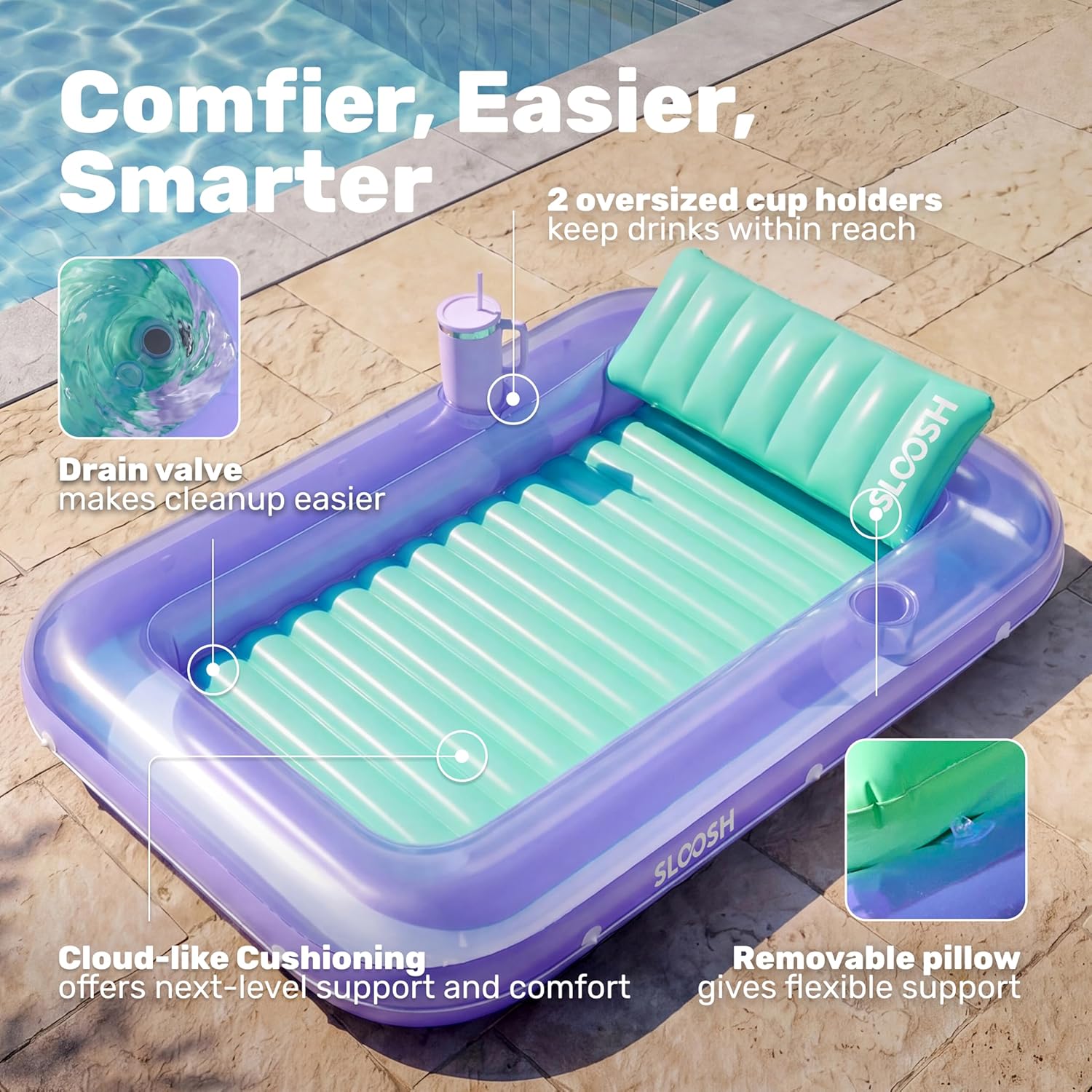 Detalle 2 de SLOOSH 70" Inflatable Tanning Pool Lounger