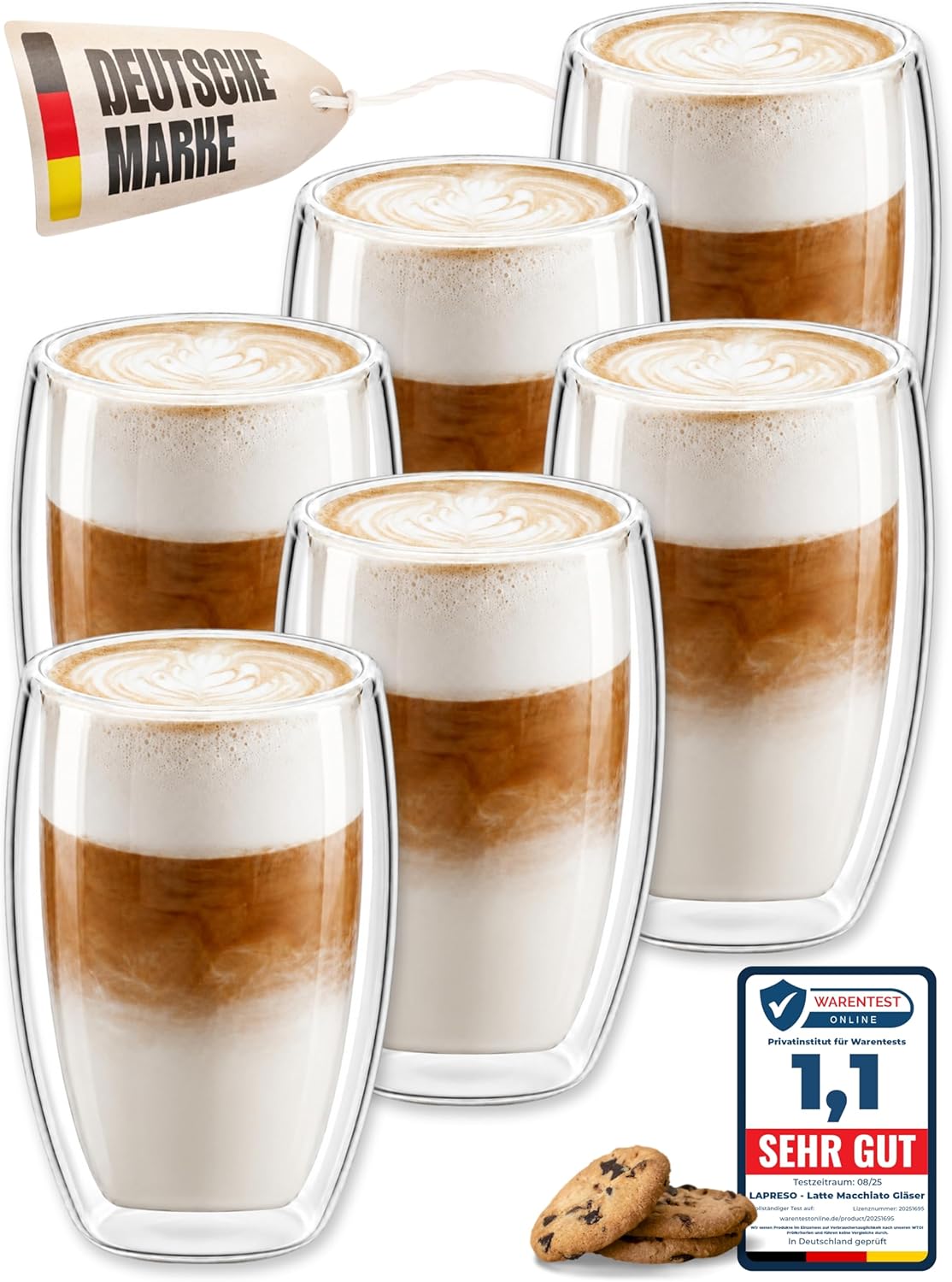 Thumbnail 6 de LAPRESO® Latte Macchiato Gläser doppelwandig (6er-Set, 350 ml) aus Borosilikatglas – Thermo-Cup Design