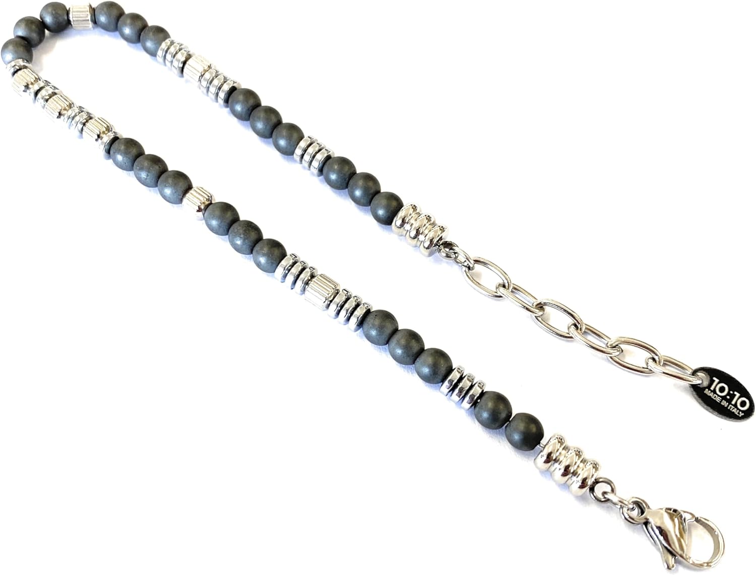 Detalle de Bracciale Uomo Pietre Naturali 4 mm in Acciaio Inox – Made in Italy
