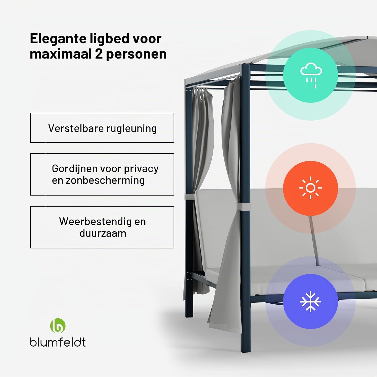 Detalle de blumfeldt Eremitage Double XL zonnebank voor 2 met verstelbare rugleuningen