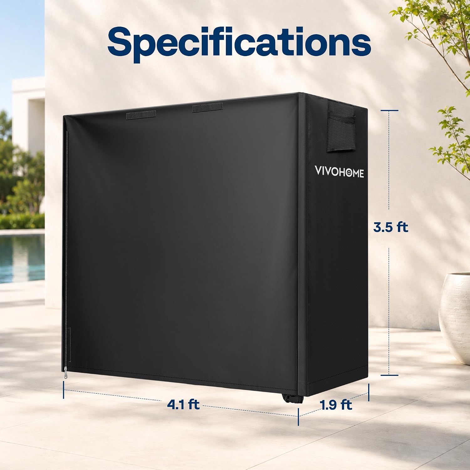 Thumbnail 6 de VIVOHOME VH284 4-Foot Outdoor Firewood Rack Cover, 600D Oxford, Black