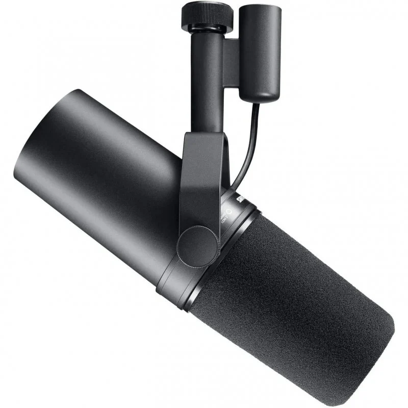 Detalle de Shure SM7B micrófono dinámico cardioide de estudio para locución y voces