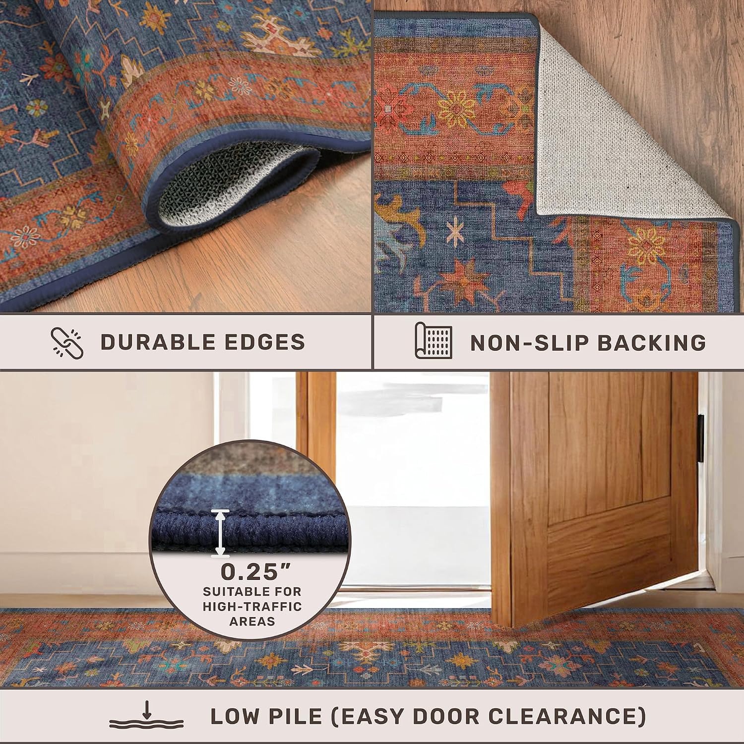 Thumbnail 4 de Hazo Haus Oversized Floral Rug 10x14 in Navy