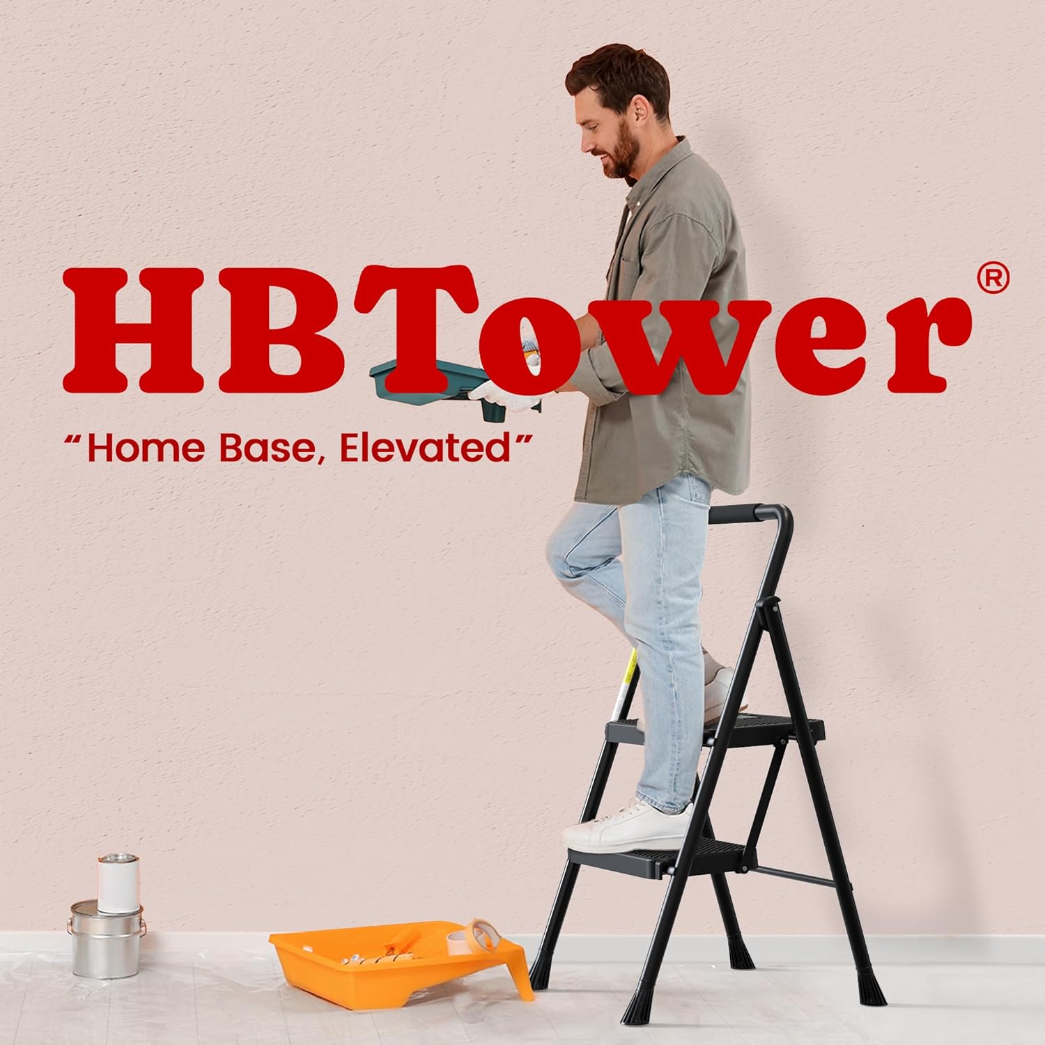 Thumbnail 6 de HBTower Step Ladder 2‑Step Folding Stool