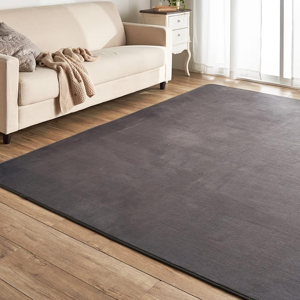 Detalle de アイリスプラザ フランネルラグ 200×250㎝ ダークグレー 洗える・滑り止め付き・防ダニ加工