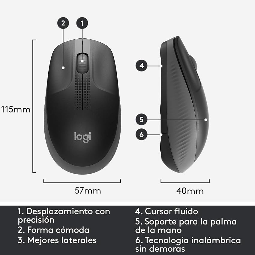 Detalle de Logitech M190 Ratón inalámbrico negro 18 meses