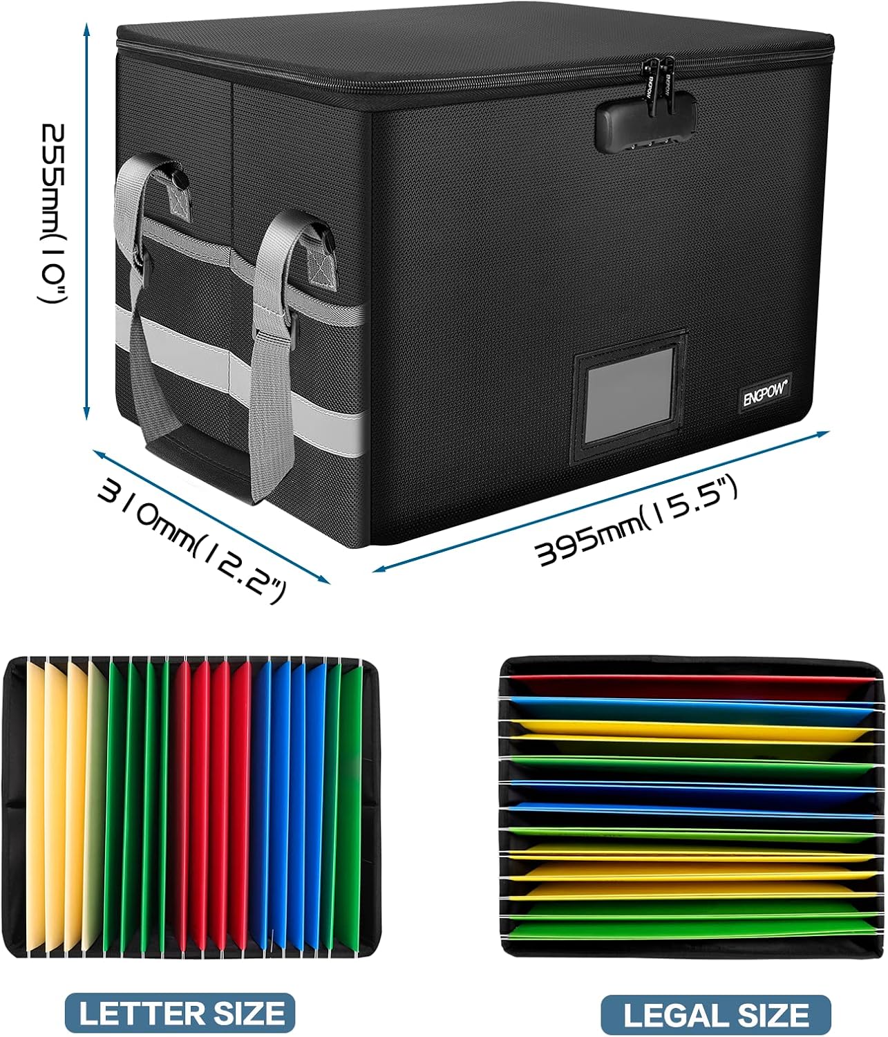 Detalle 1 de ENGPOW EG015 Fireproof File Box with Combination Lock, Collapsible and Water-Resistant